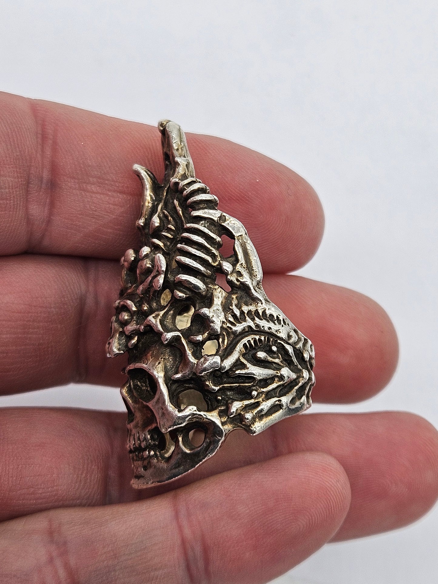 Axel Stocks Skull Ring, Protector Series. Sterling Silver 925 - UK P