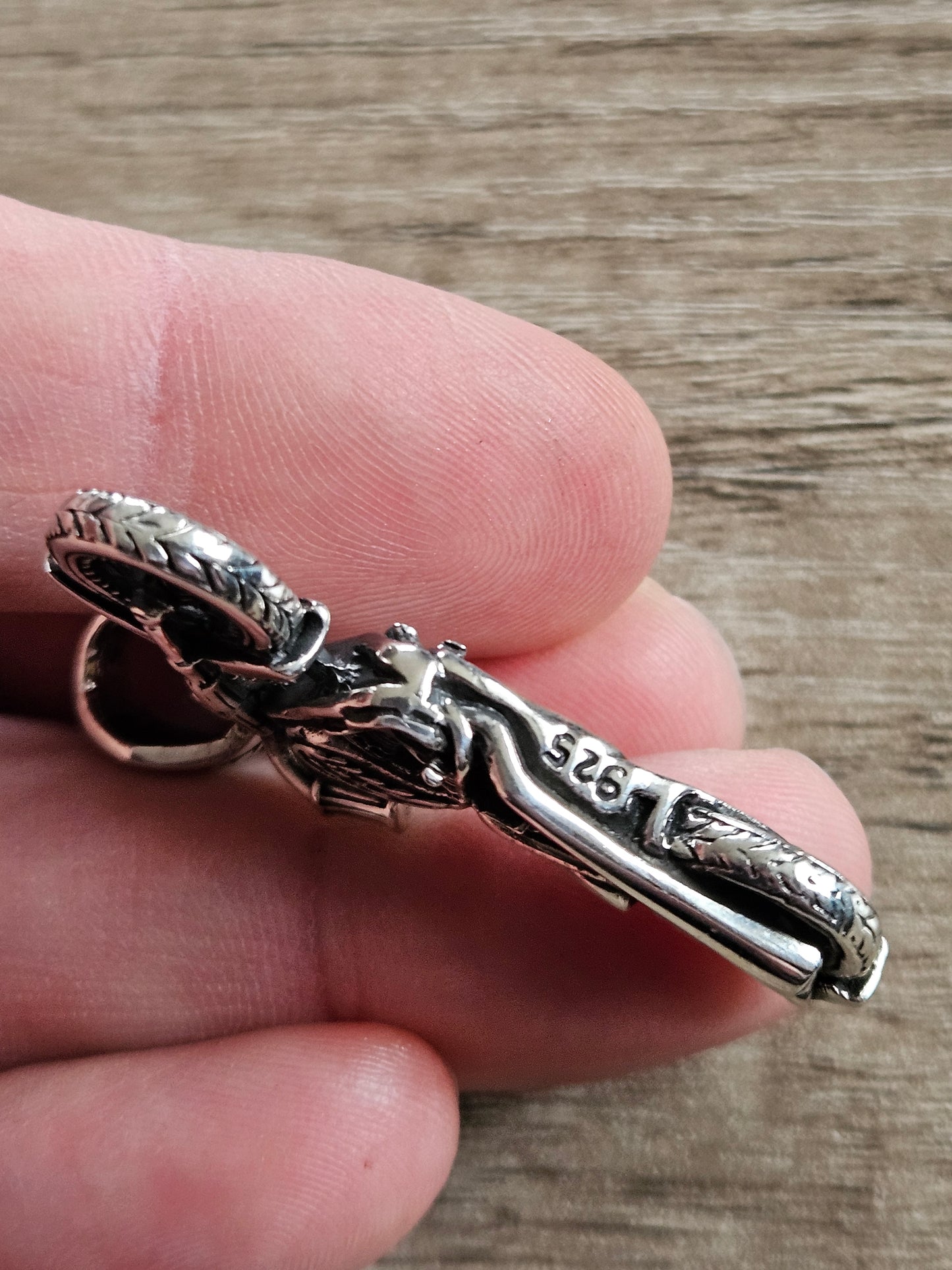 Sterling Silver 925 3D Motorbike Pendant, Brand New Stock! Biker, Motorcycle.