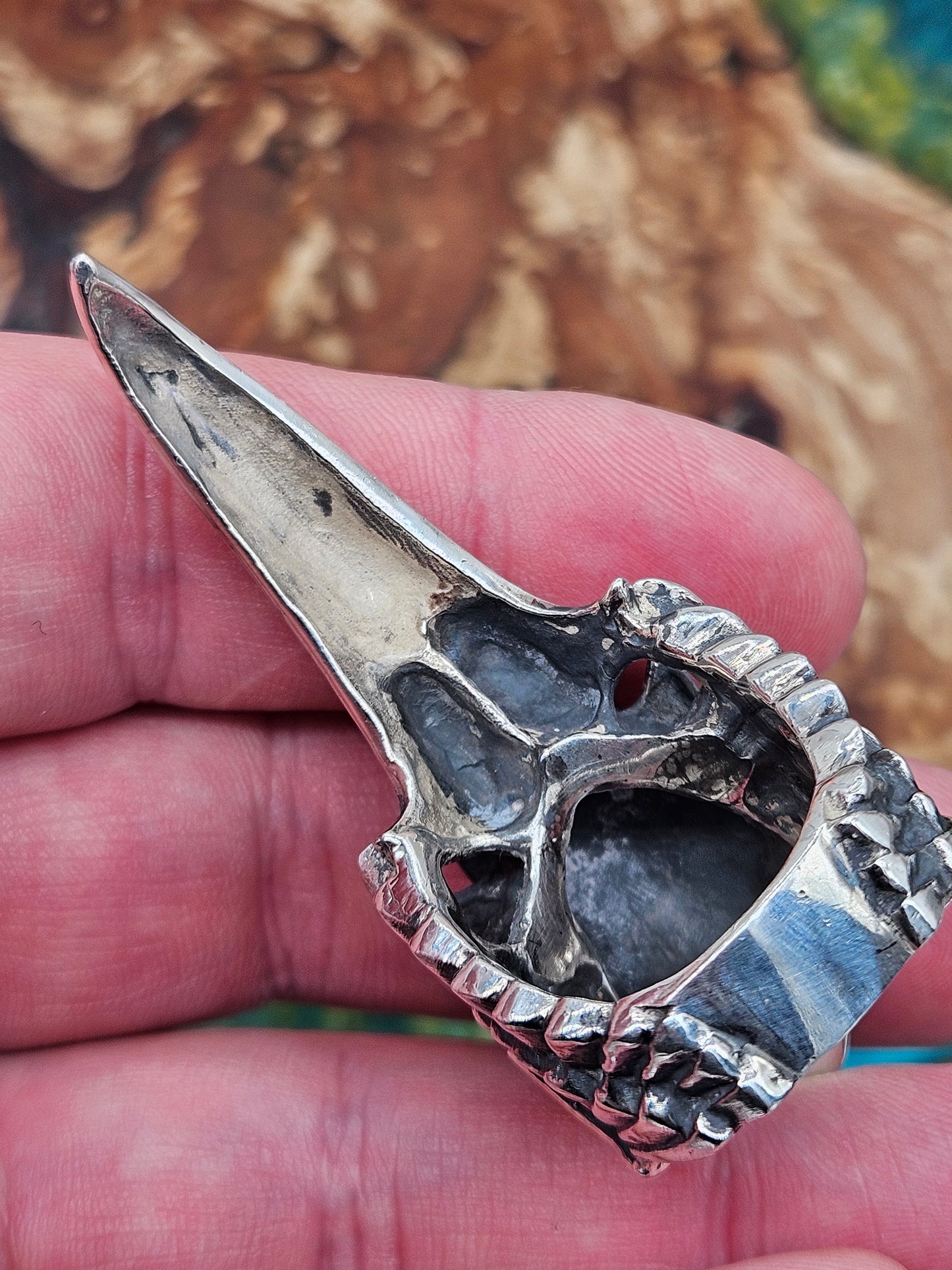 Silver 925 Winged Bird Skull Ring- William Llewellyn Griffiths. Size W