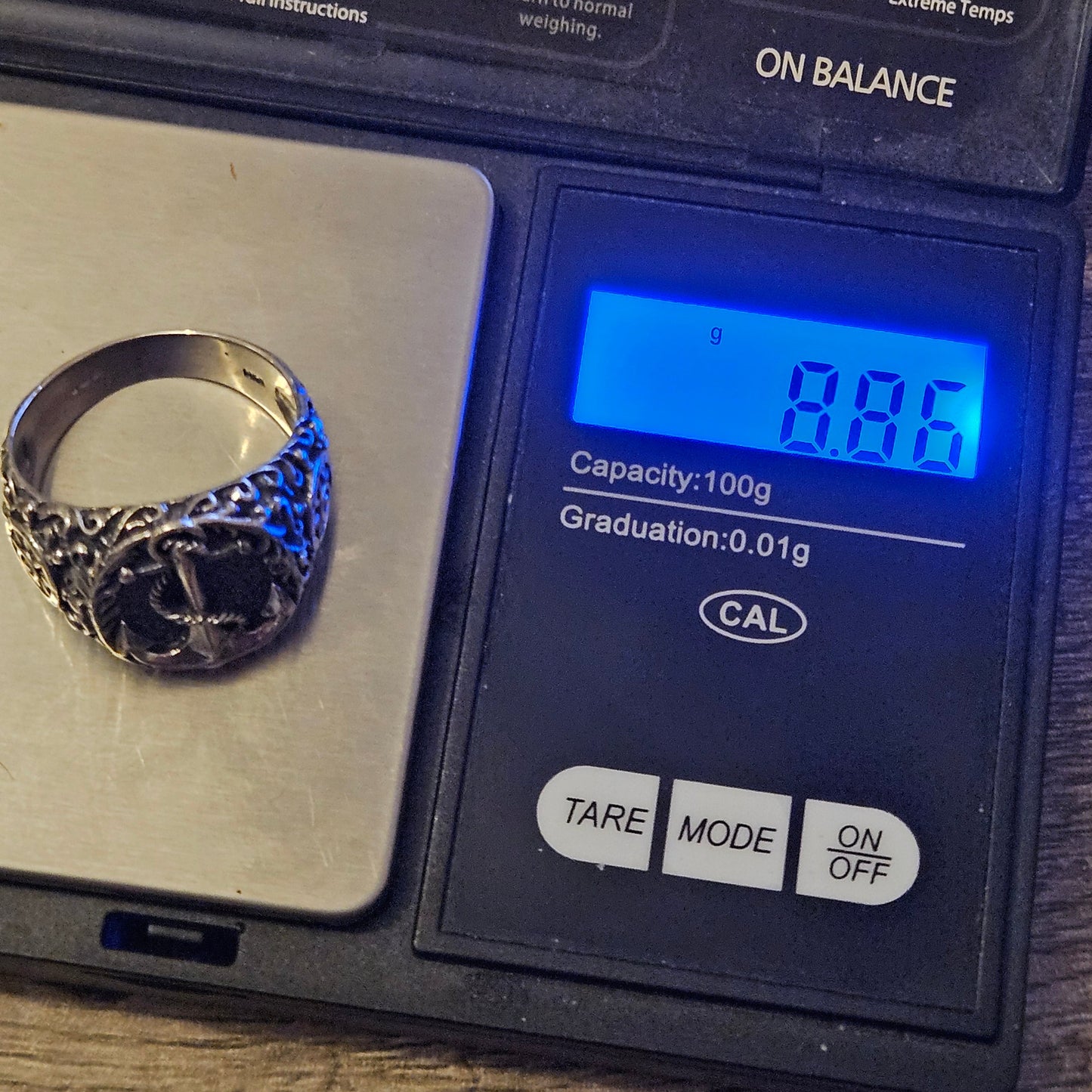 Nautical Anchor ring, sterling silver 925. Size W 1/2, New