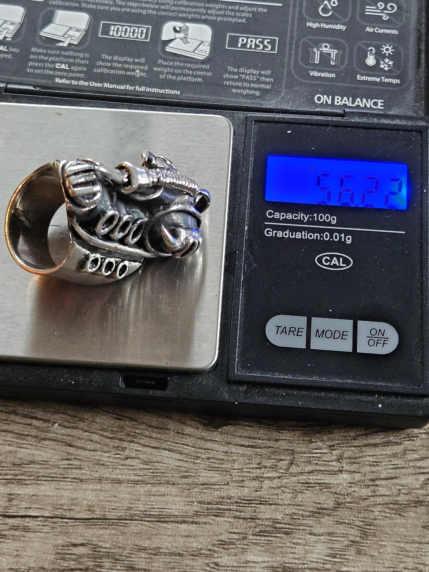 Silver 925 Insectoid Engine ring By Mike Turner. Size V, Wildcat. Heavy! 56g