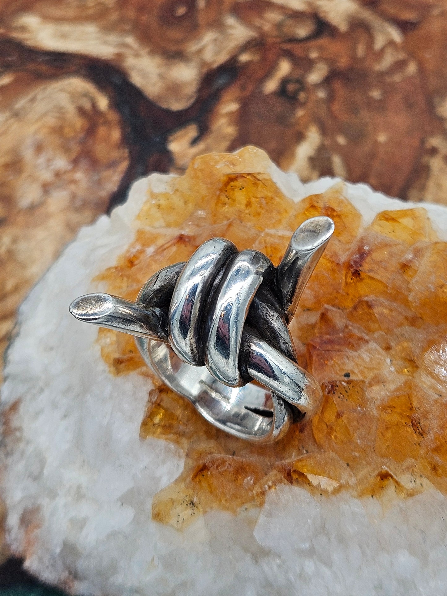Heavy Barbed Wire Ring, Silver 925. The Wildcat Collection. Size P 1/2.