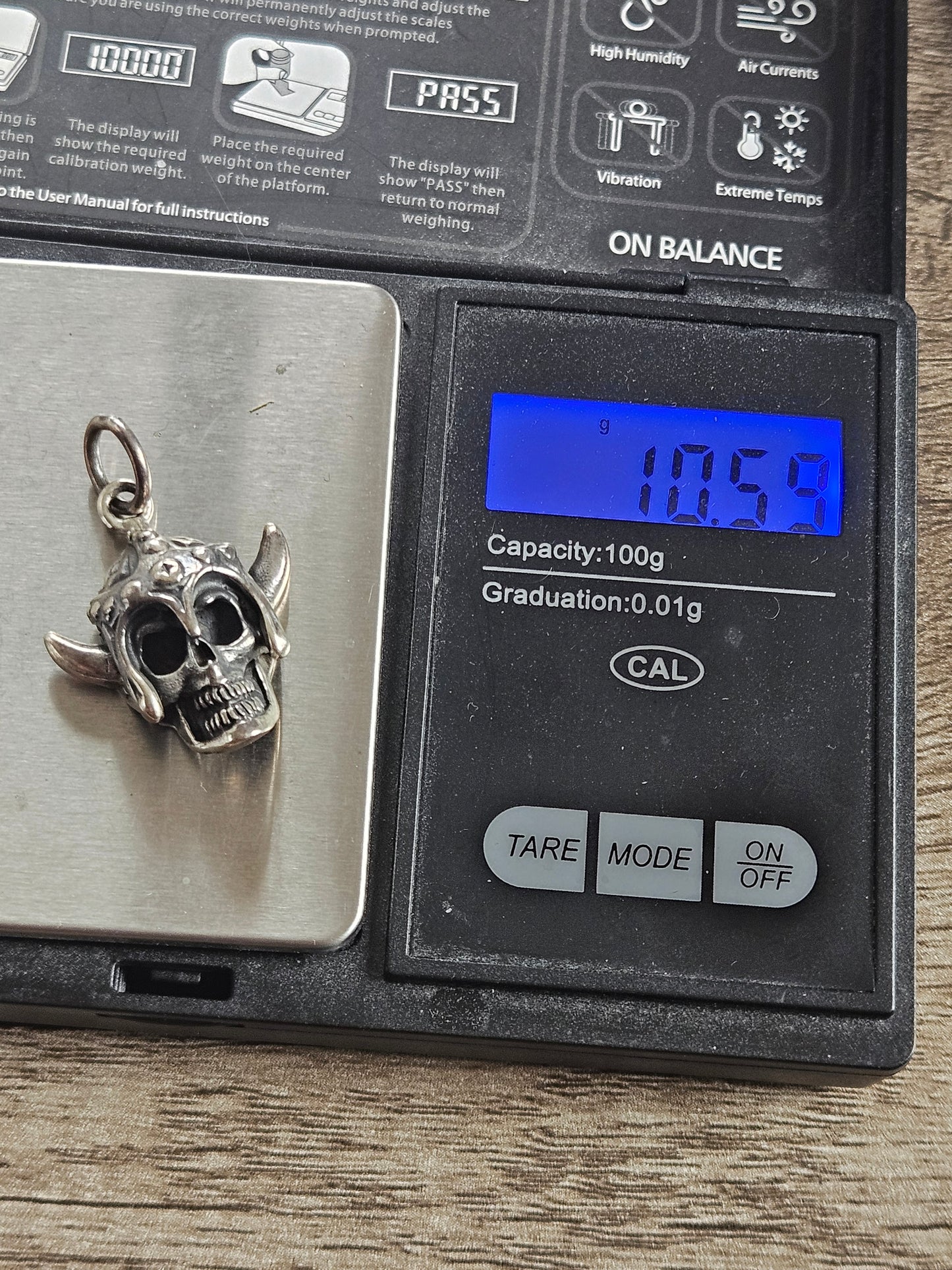 NEW Sterling Silver 925 Viking Skull Pendant.
