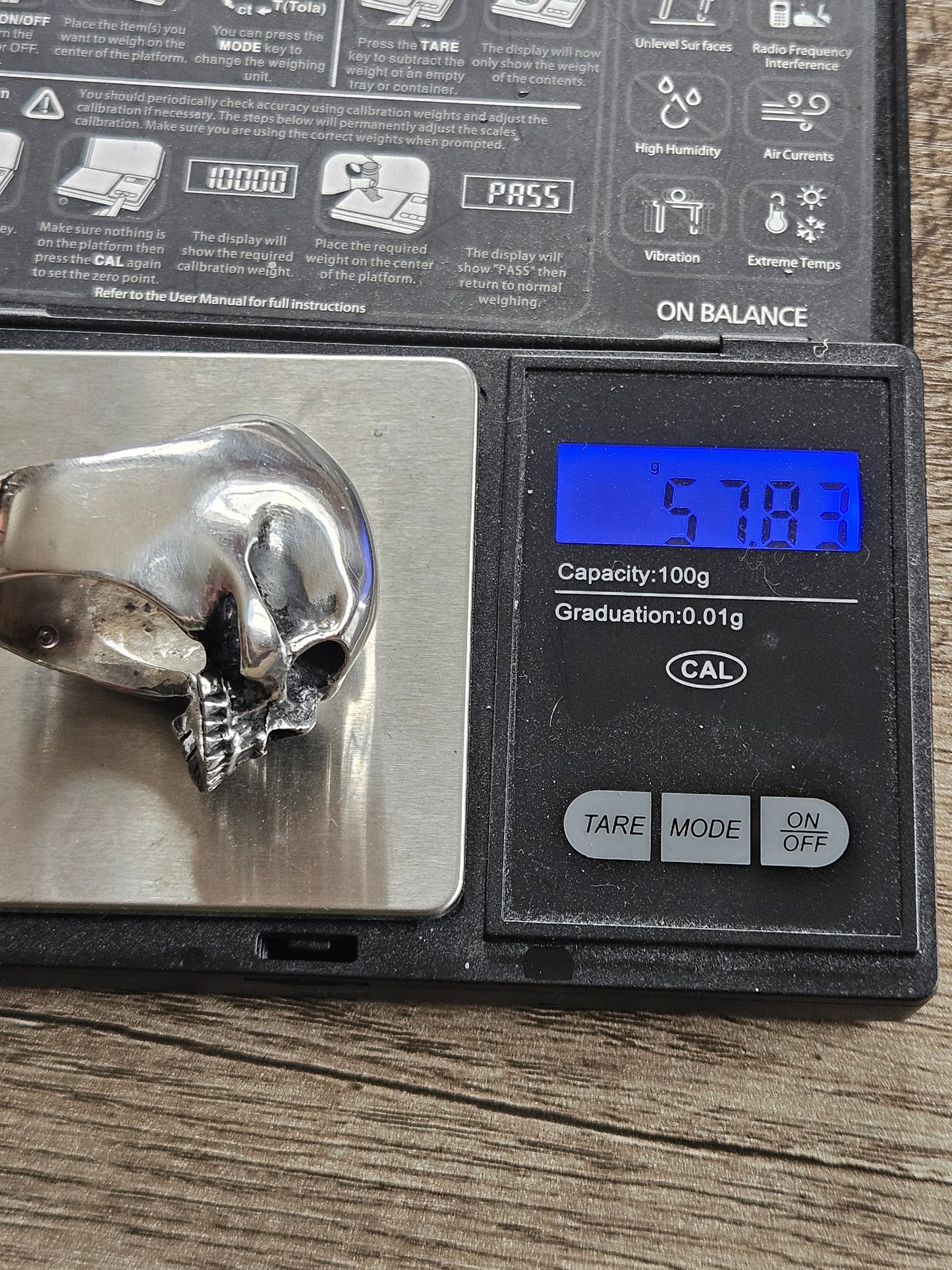 Wildcat Collection - Huge Skull Ring, UK Size Z+6, Solid Silver 925. 57 grams