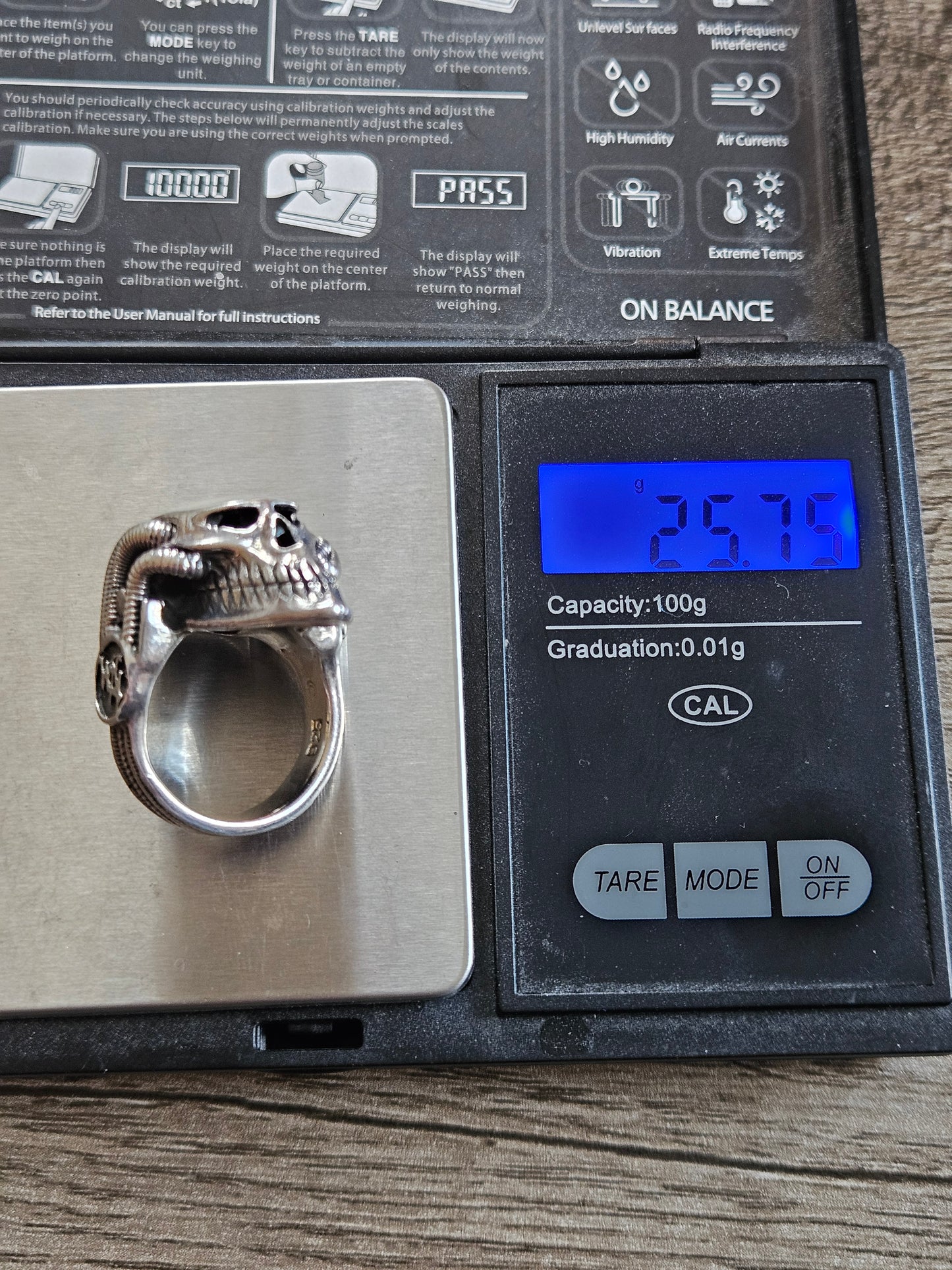 Silver 925 Biomechanical Skull Ring- William Llewellyn Griffiths. Size O 1/2