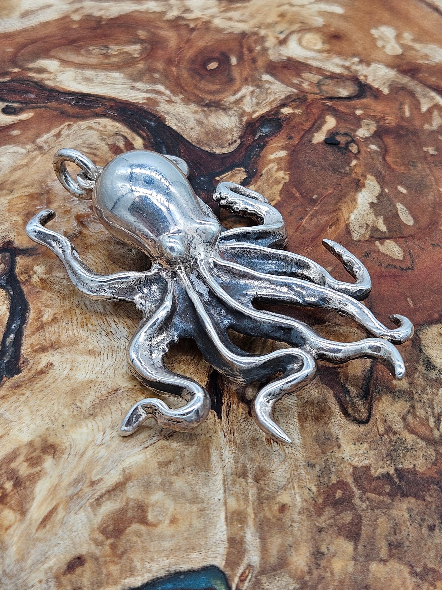 Large Sterling Silver 925 Octopus pendant by The Wildcat Collection. Vintage, heavy, huge.