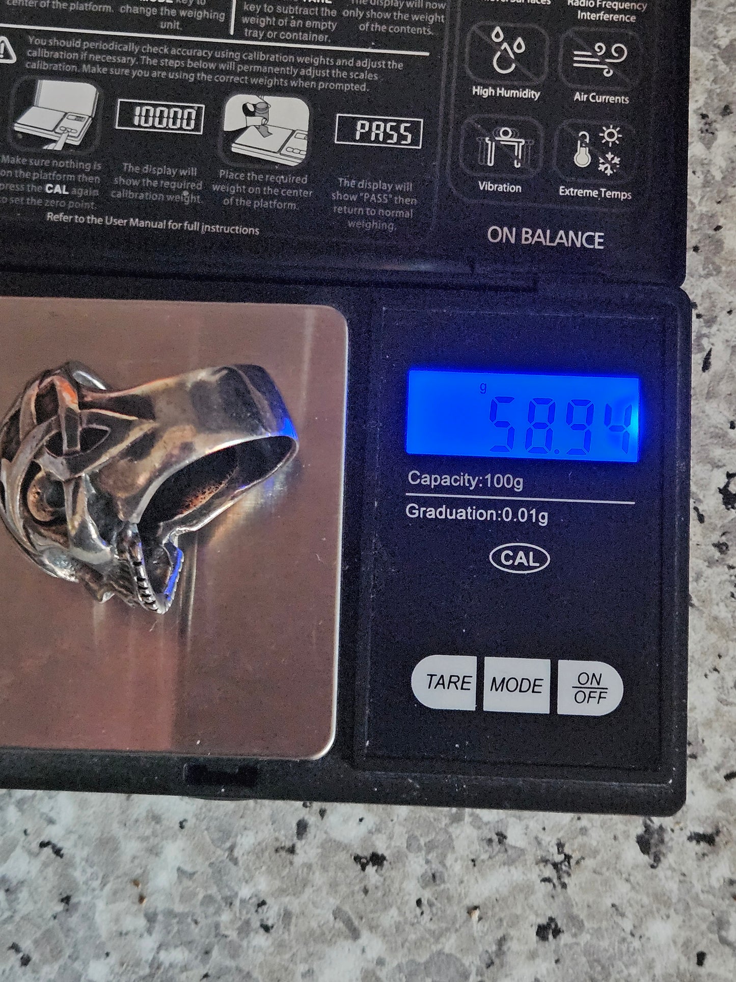 Wildcat Collection - Huge Skull Ring, UK Size Z+1, Solid Silver 925. 58 grams