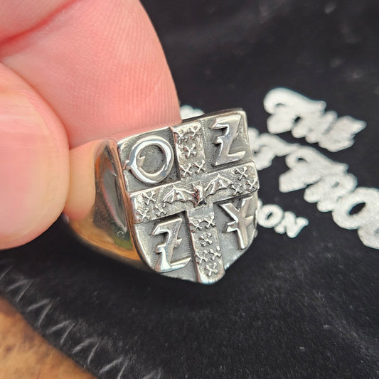Great Frog, Ozzy Osbourne Crest Signet Ring, Silver 925, Size V. Limited Edition