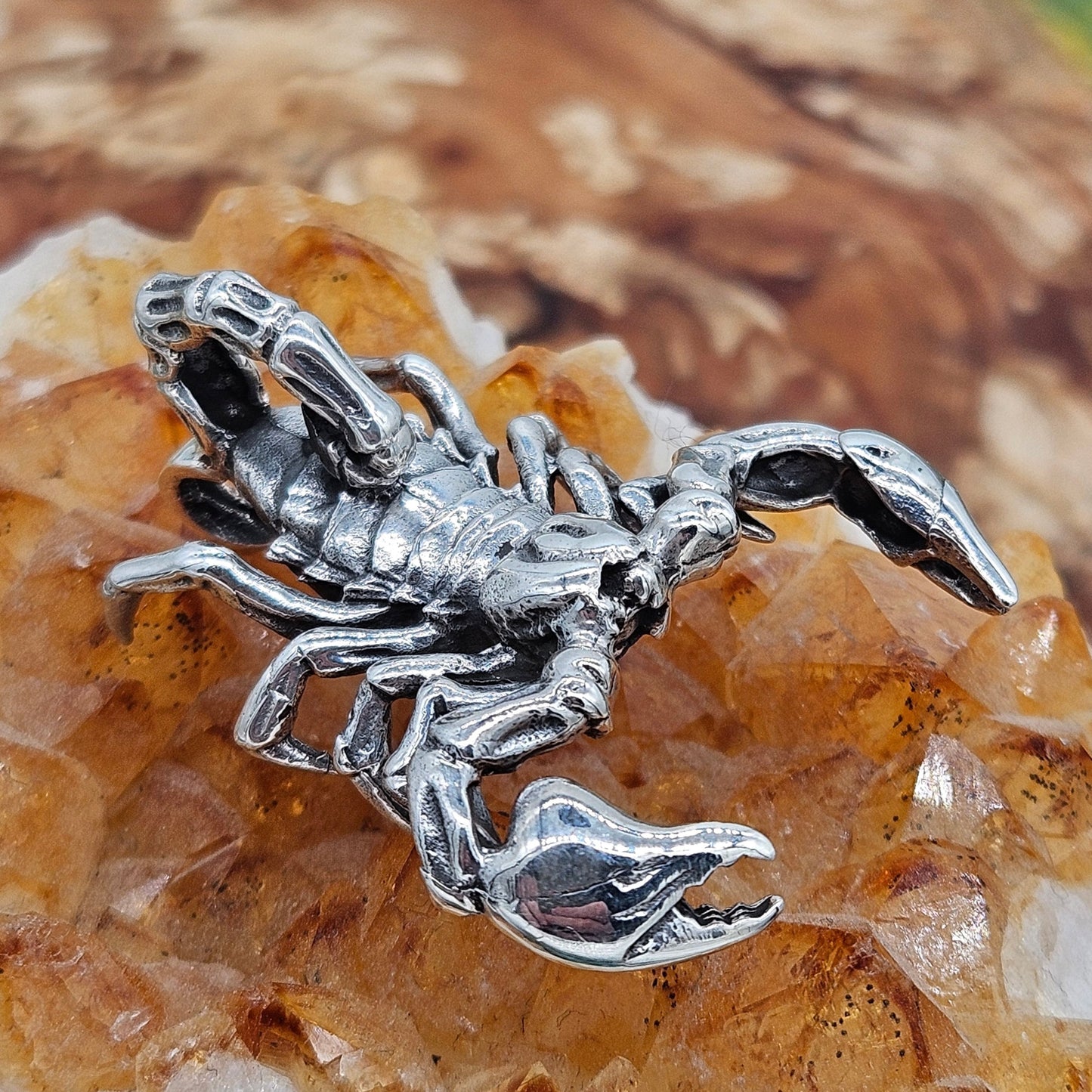 Sterling Silver 925 Large Scorpion Pendant. 3d. New.