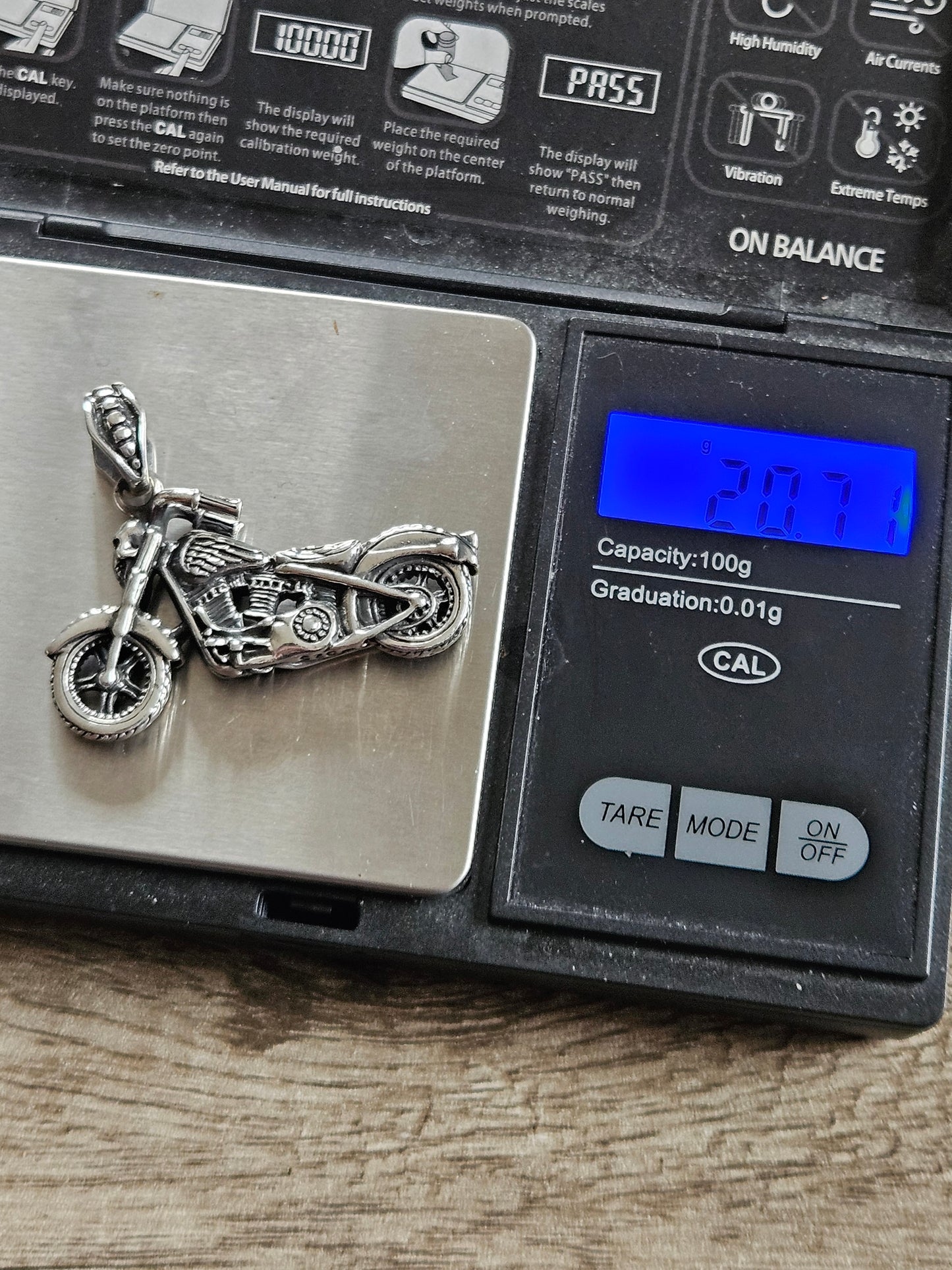 Sterling Silver 925 3D Motorbike Pendant, Brand New Stock! Biker, Motorcycle.