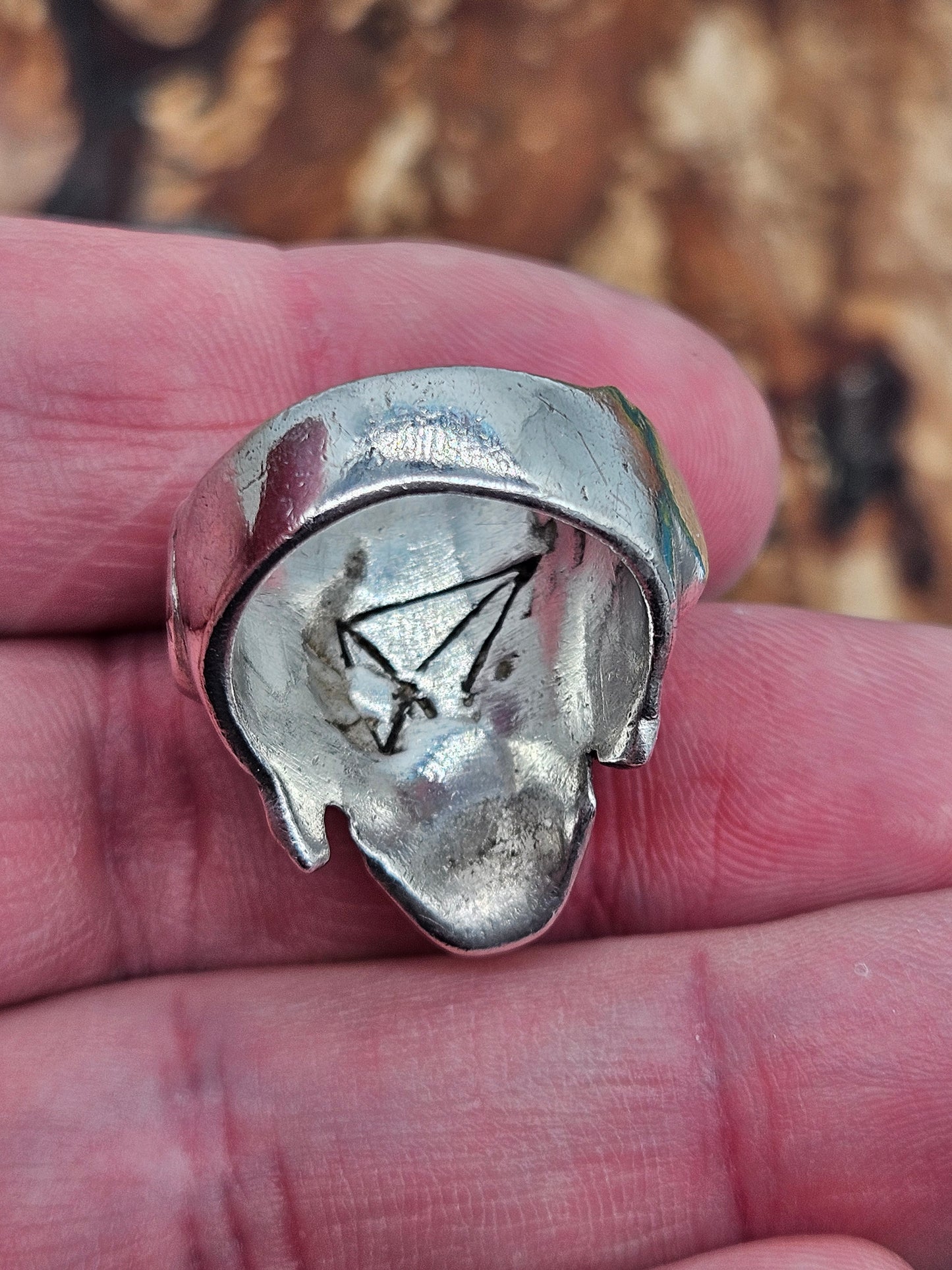Crazy Pig Designs - Death From Above Skull Ring, Silver 925, Size P 1/2