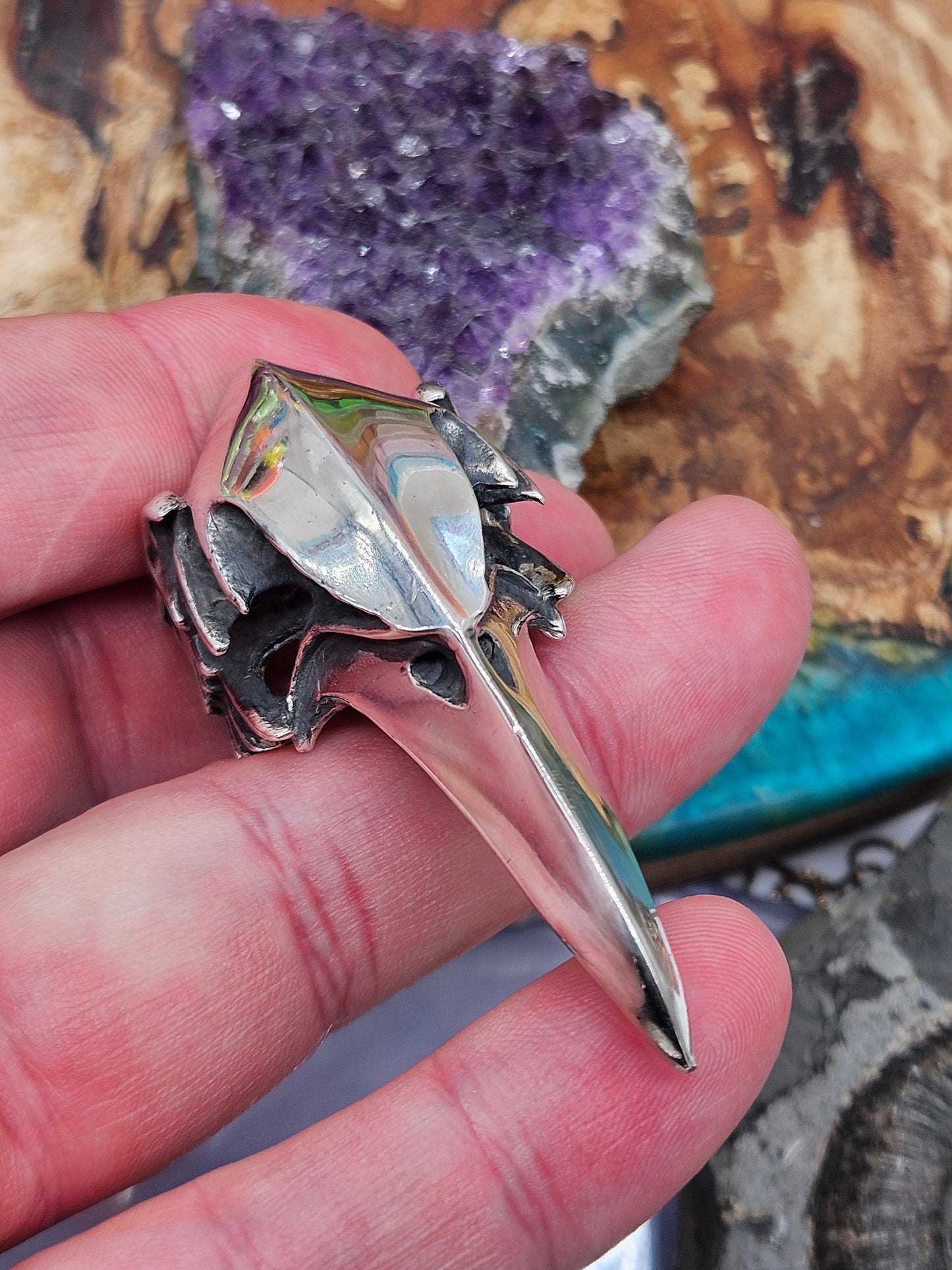 Silver 925 Winged Bird Skull Ring- William Llewellyn Griffiths. Size W
