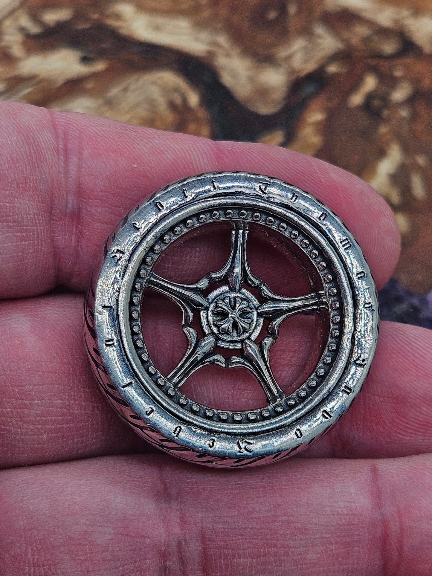 Super Rare Thomas Sabo Rebel At Heart Motorbike Wheel Pendant, Silver 925.