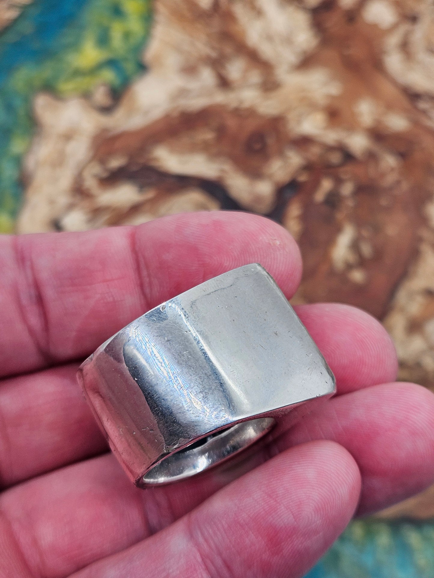 Huge, Heavy DJ Deck, Turntable Ring, Silver 925. The Wildcat Collection. Size T.