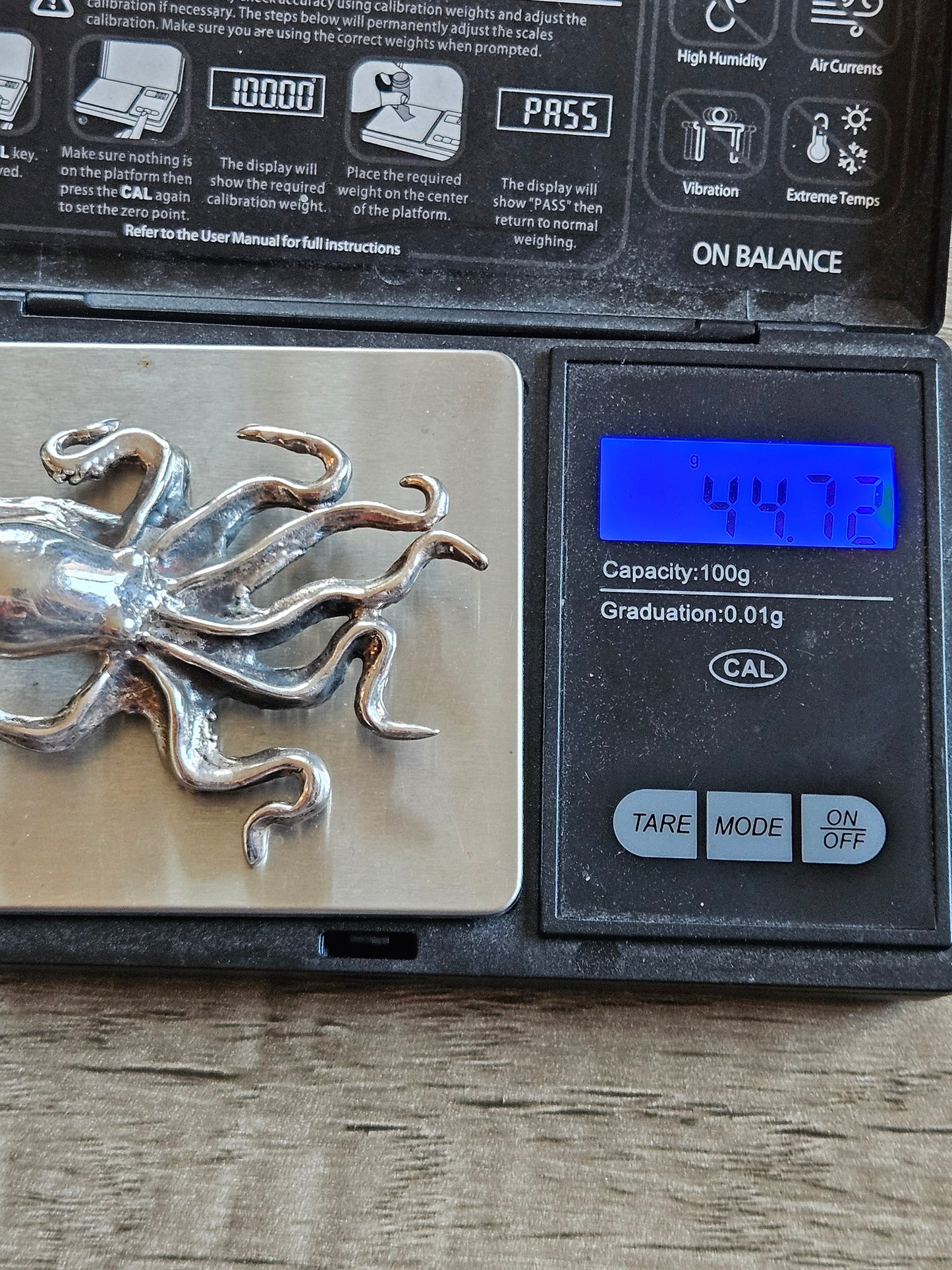 Large Sterling Silver 925 Octopus pendant by The Wildcat Collection. Vintage, heavy, huge.