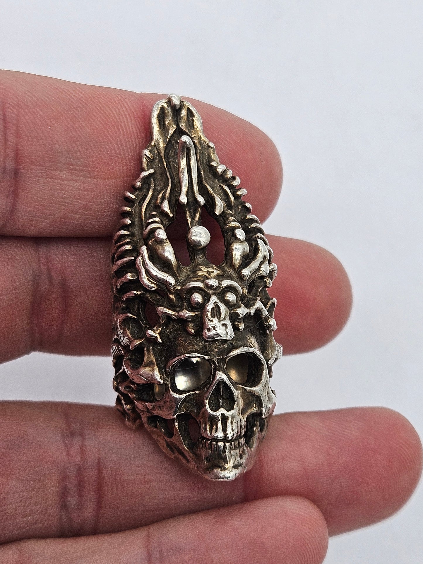 Axel Stocks Skull Ring, Protector Series. Sterling Silver 925 - UK P