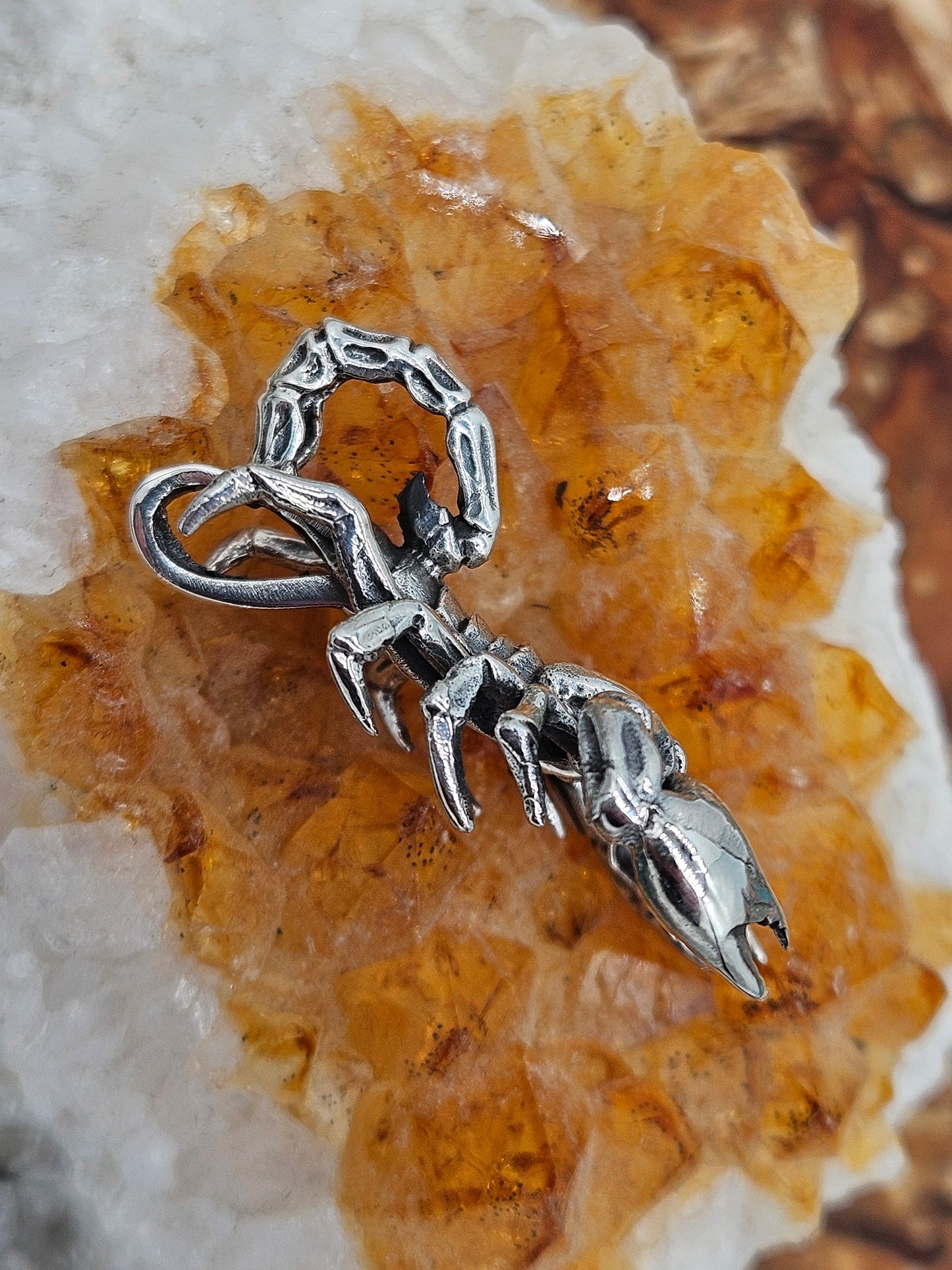 Sterling Silver 925 Large Scorpion Pendant. 3d. New.