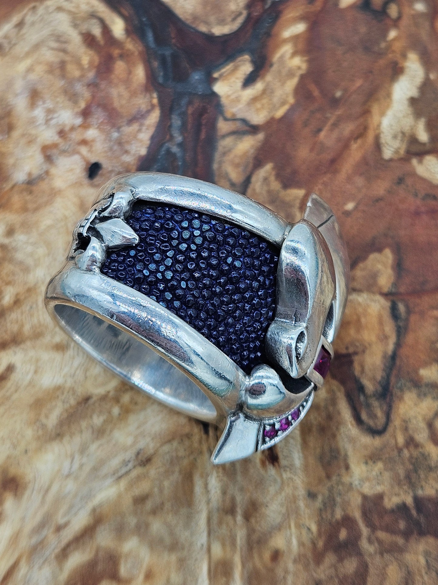 TJ SilverSmiths/Leonard Kamhout - Fleur De Lis Silver Ring - Size X 1/2, 11 3/4