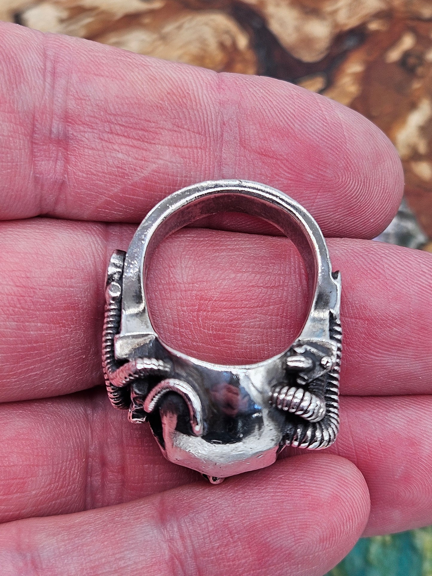 Silver 925 Biomechanical Skull Ring- William Llewellyn Griffiths. Size V
