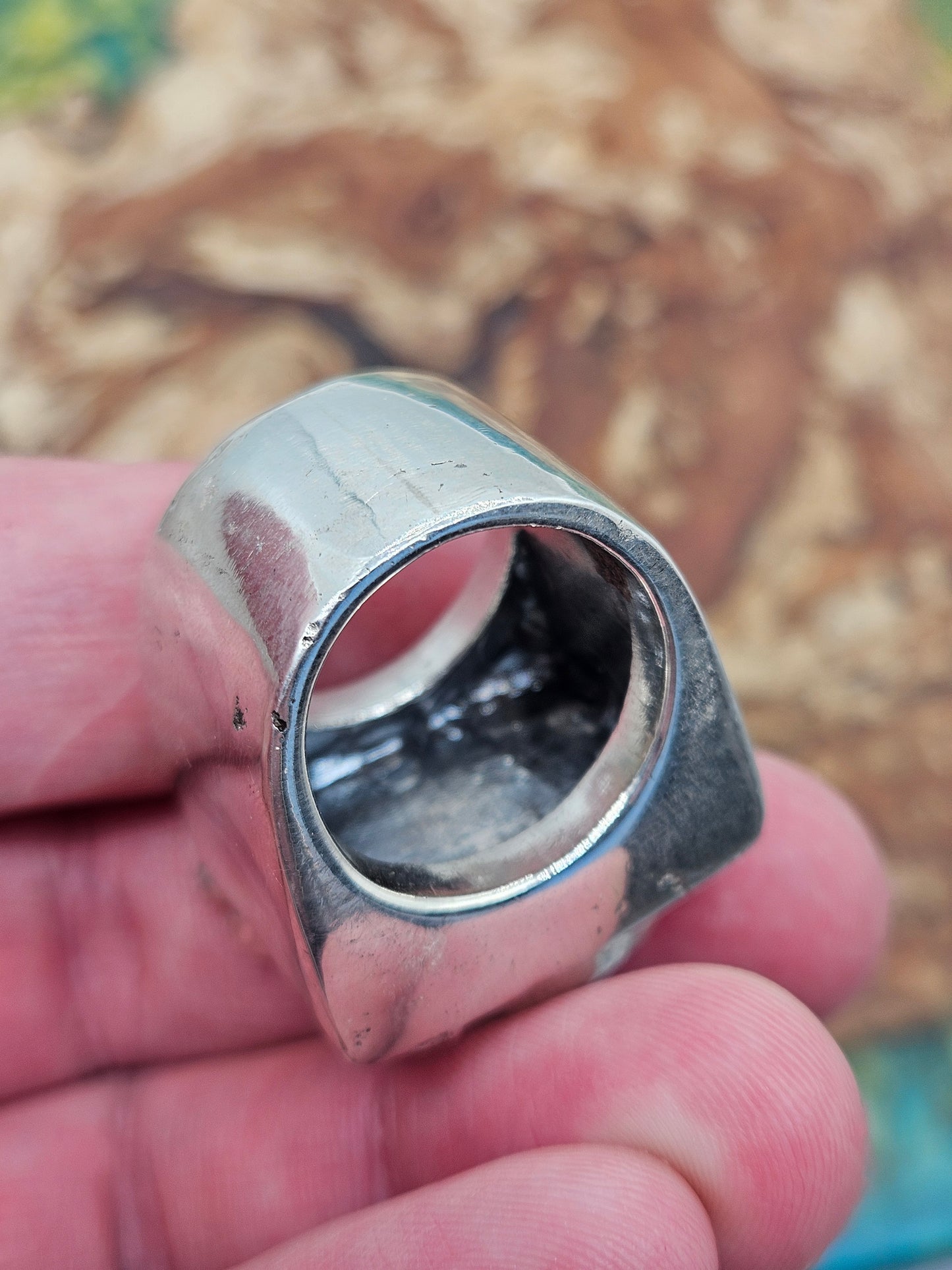 Huge, Heavy DJ Deck, Turntable Ring, Silver 925. The Wildcat Collection. Size T.