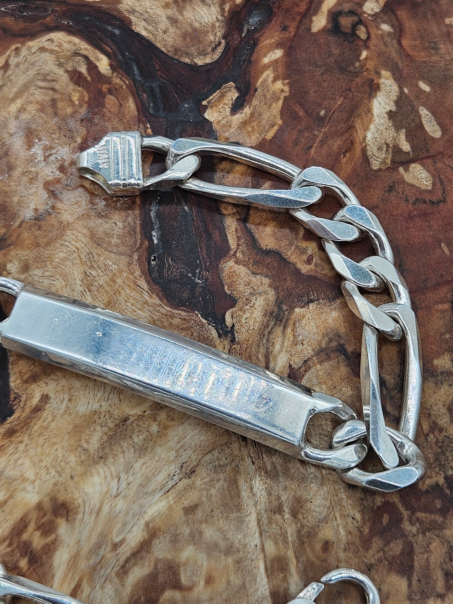 Solid Sterling Silver 925 ID Tag Identity Bracelet, 9" inch, 32 grams.