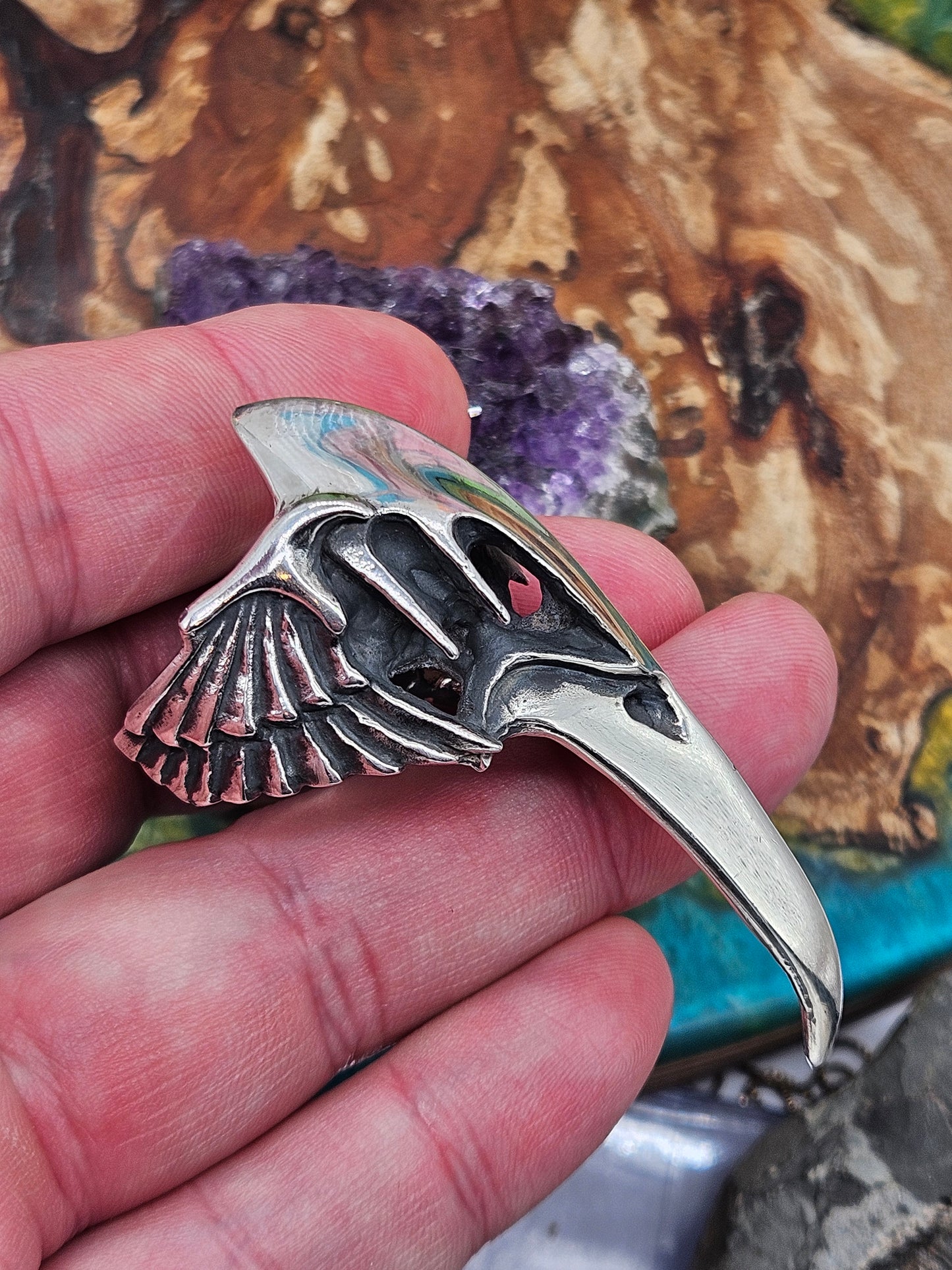 Silver 925 Winged Bird Skull Ring- William Llewellyn Griffiths. Size W