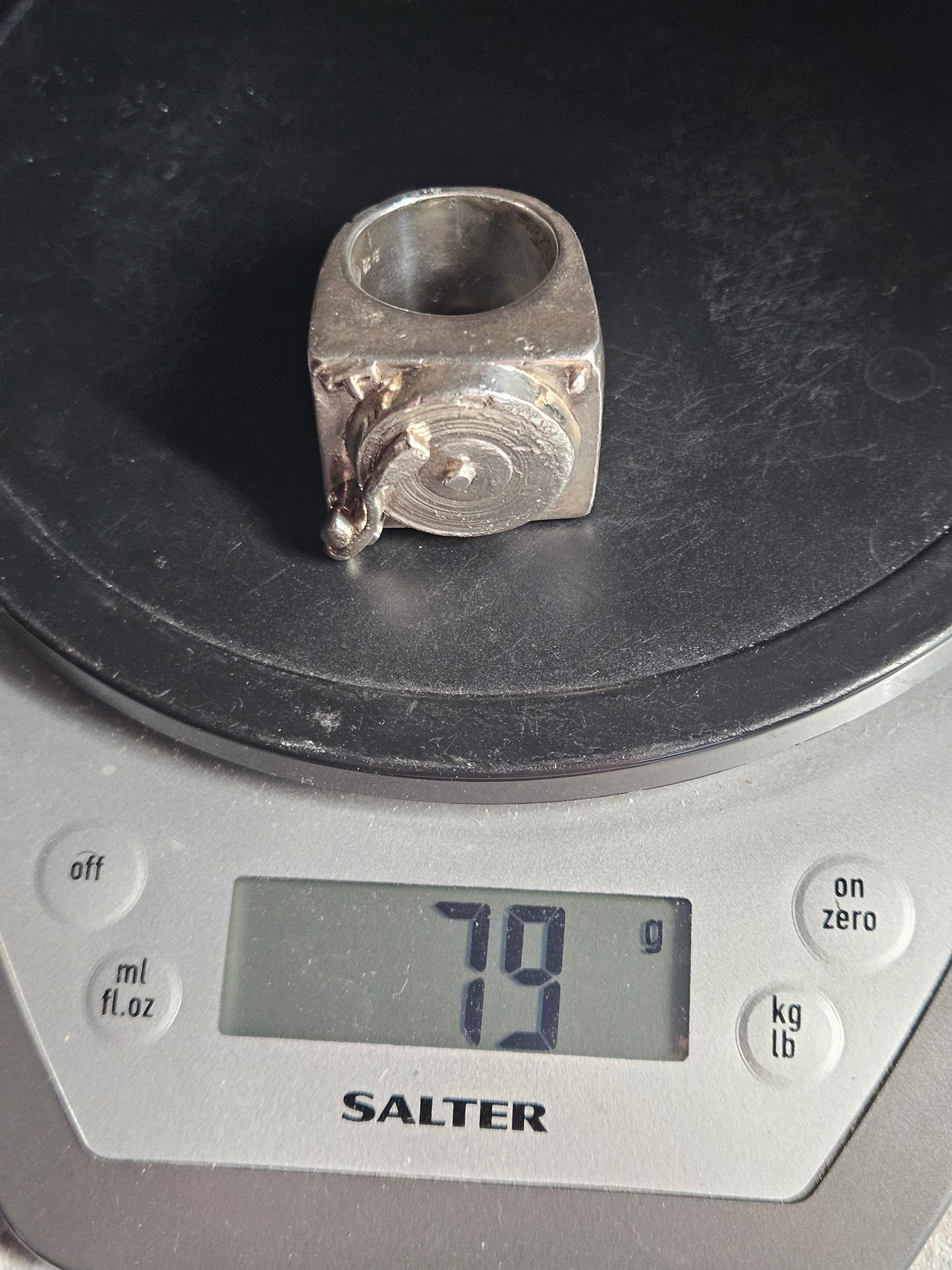 Huge, Heavy DJ Deck, Turntable Ring, Silver 925. The Wildcat Collection. Size T.