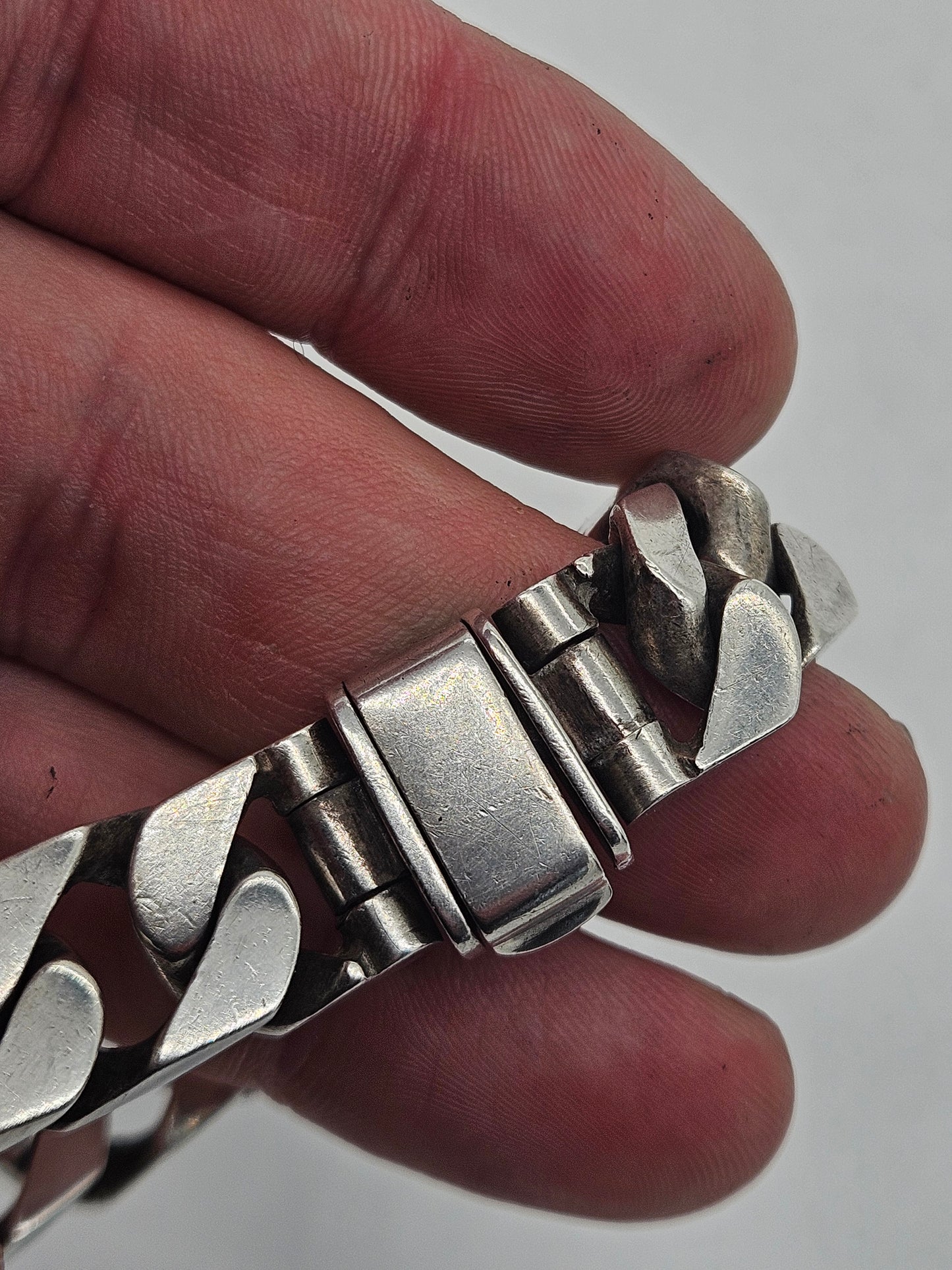 Mappin and Webb Green Enamel Mens I.D Sterling Silver Bracelet.