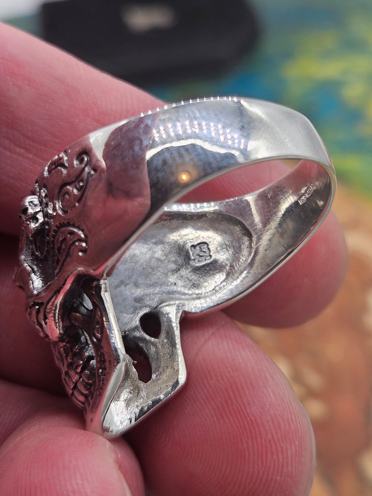 Skull And Cross ring, sterling silver 925. Size Z 2.5, New