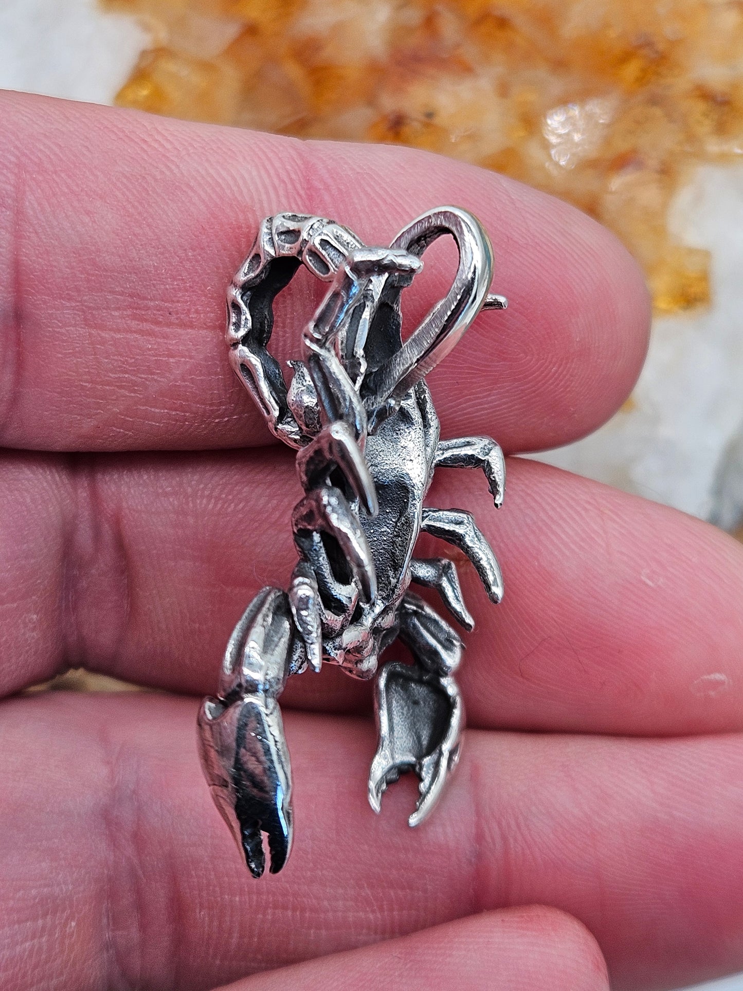 Sterling Silver 925 Large Scorpion Pendant. 3d. New.
