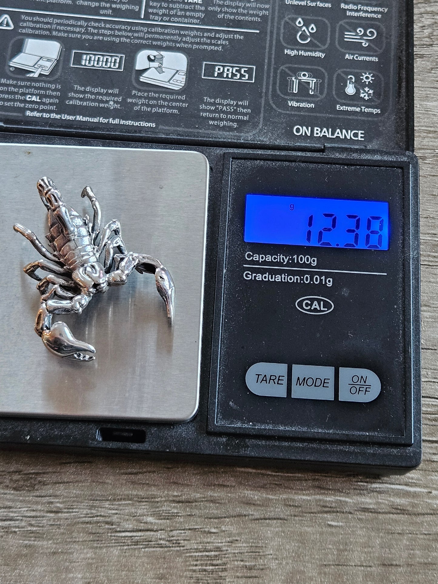 Sterling Silver 925 Large Scorpion Pendant. 3d. New.