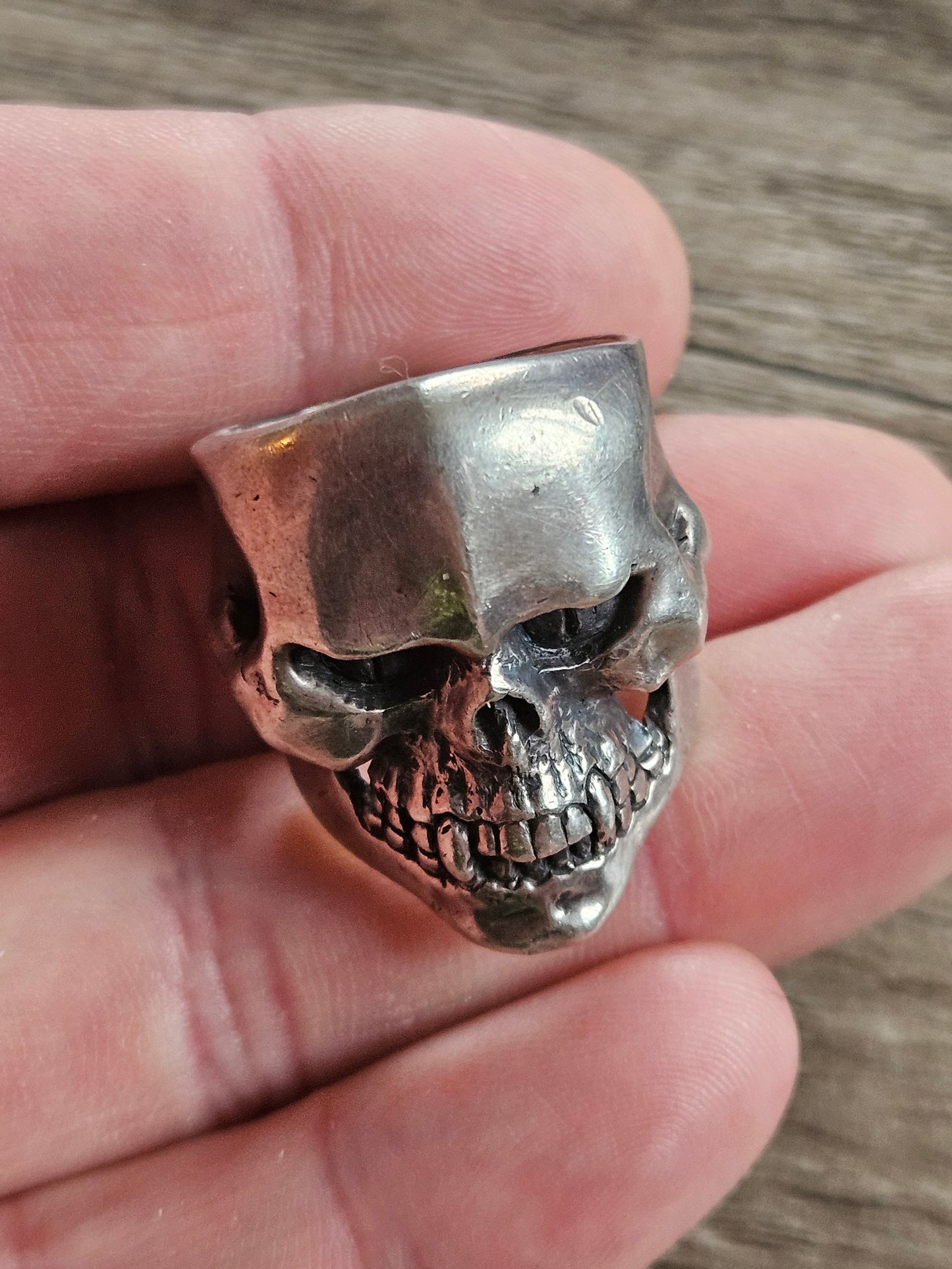 Vintage The Great Frog 925 Silver Skull Ring, UK Size U. Patterson Riley.
