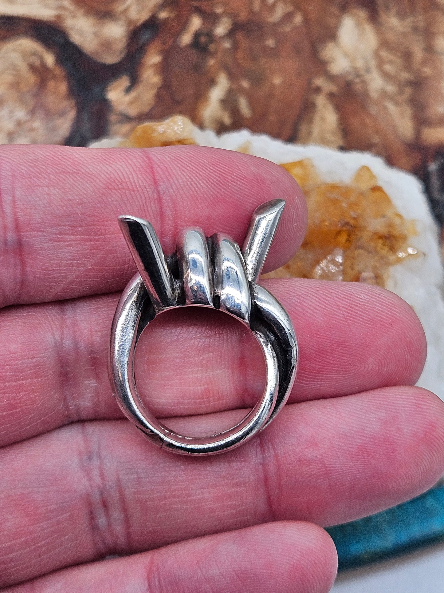Heavy Barbed Wire Ring, Silver 925. The Wildcat Collection. Size P 1/2.