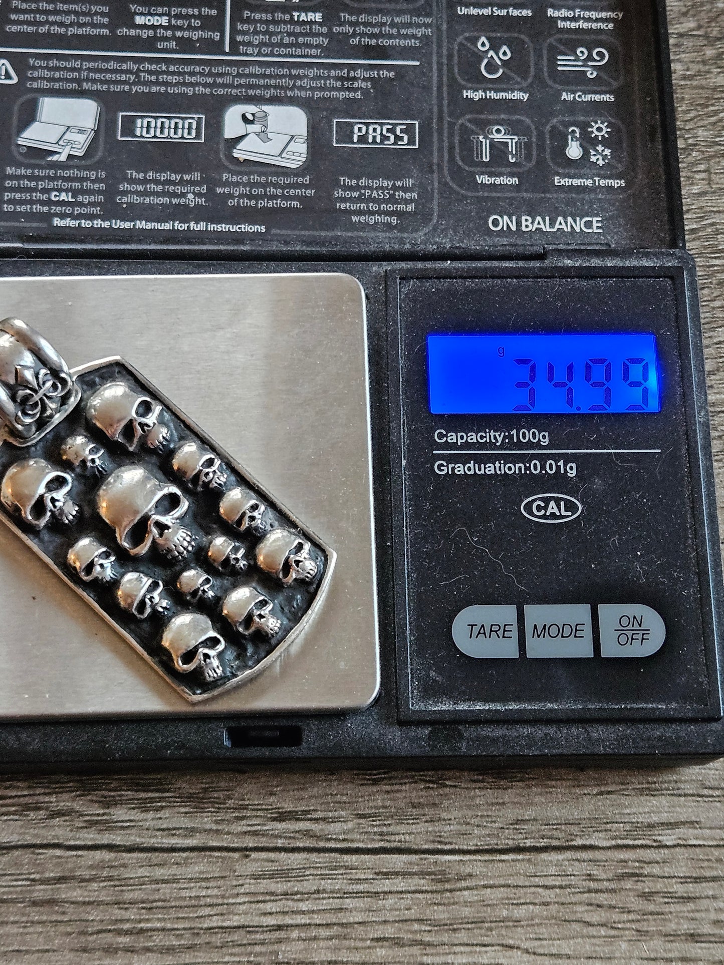 Affliction .925 Sterling Silver Dogtag Skulls Pendant Vintage & Rare. Catacombs.