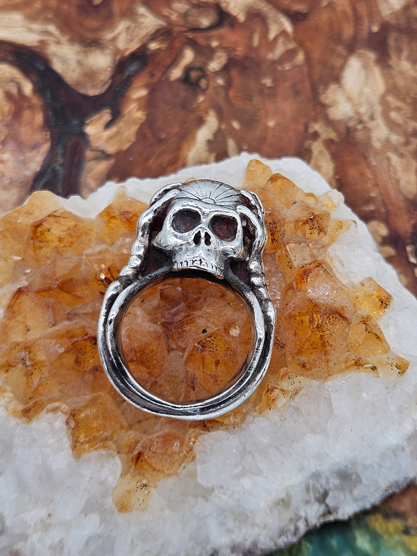 Great Frog, Paterson Riley Migraine Skull Ring, Silver 925, Size T