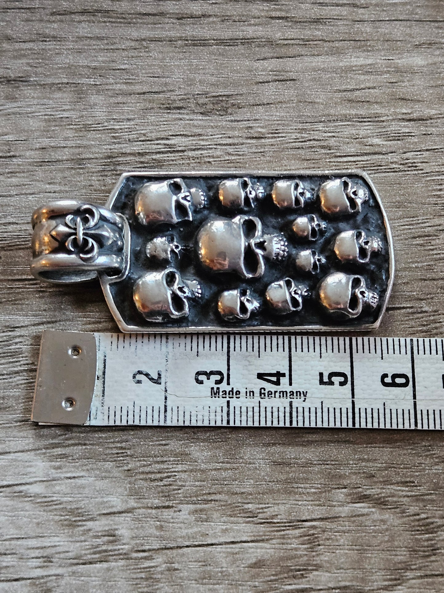 Affliction .925 Sterling Silver Dogtag Skulls Pendant Vintage & Rare. Catacombs.