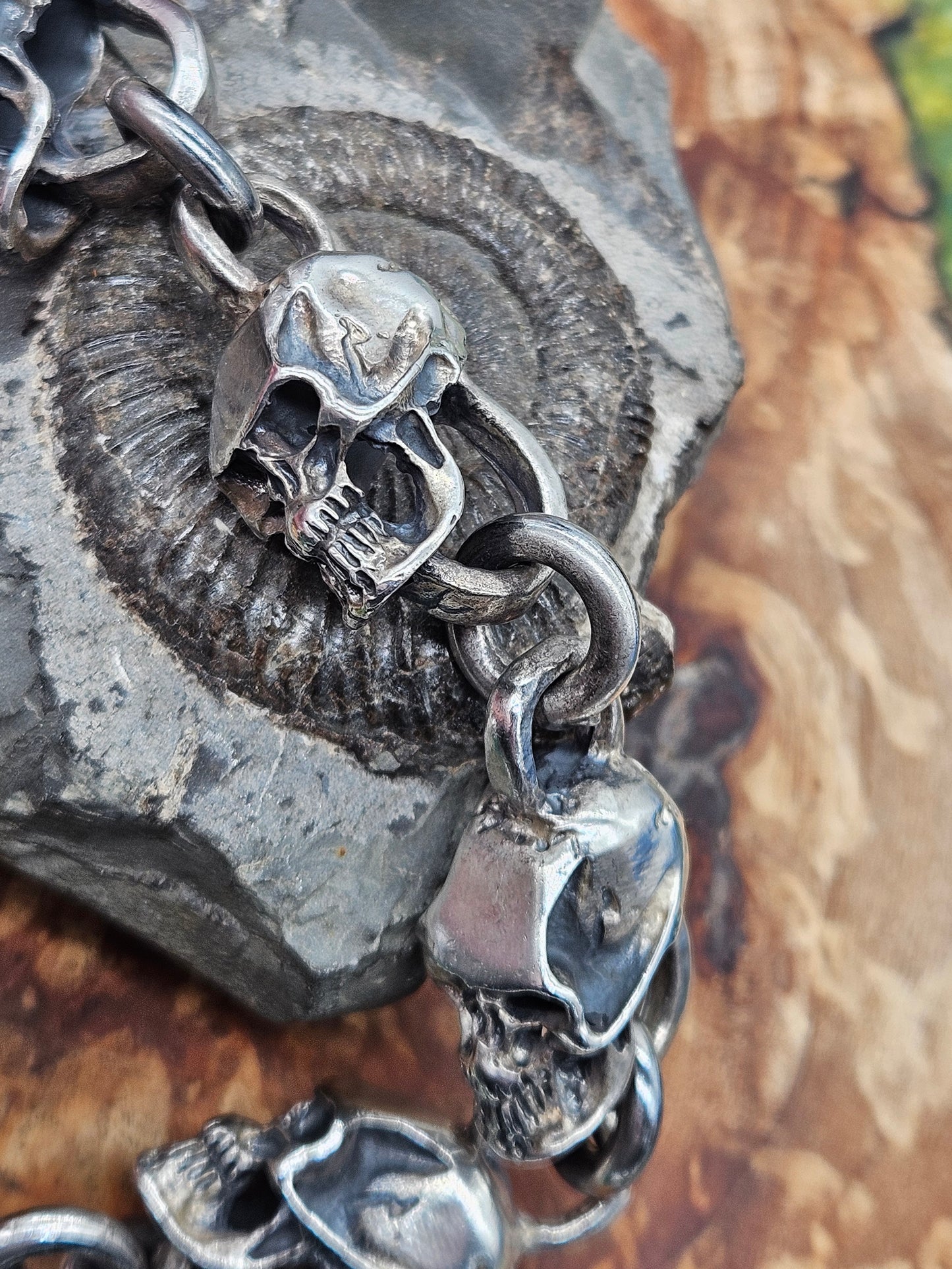 Huge Heavy Mexican Sterling Silver Skull Bracelet. 87 Grams!