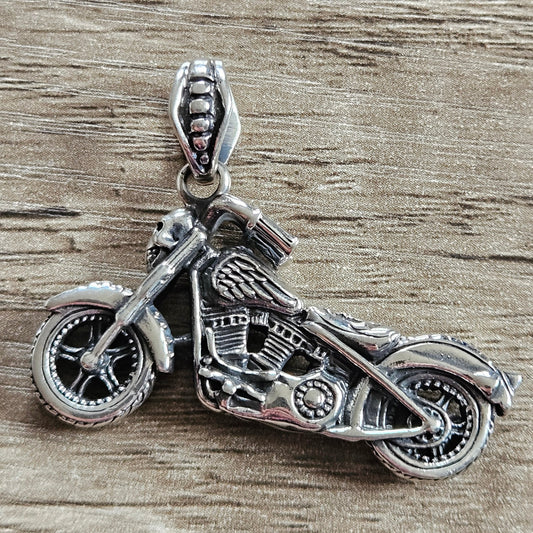 Sterling Silver 925 3D Motorbike Pendant, Brand New Stock! Biker, Motorcycle.