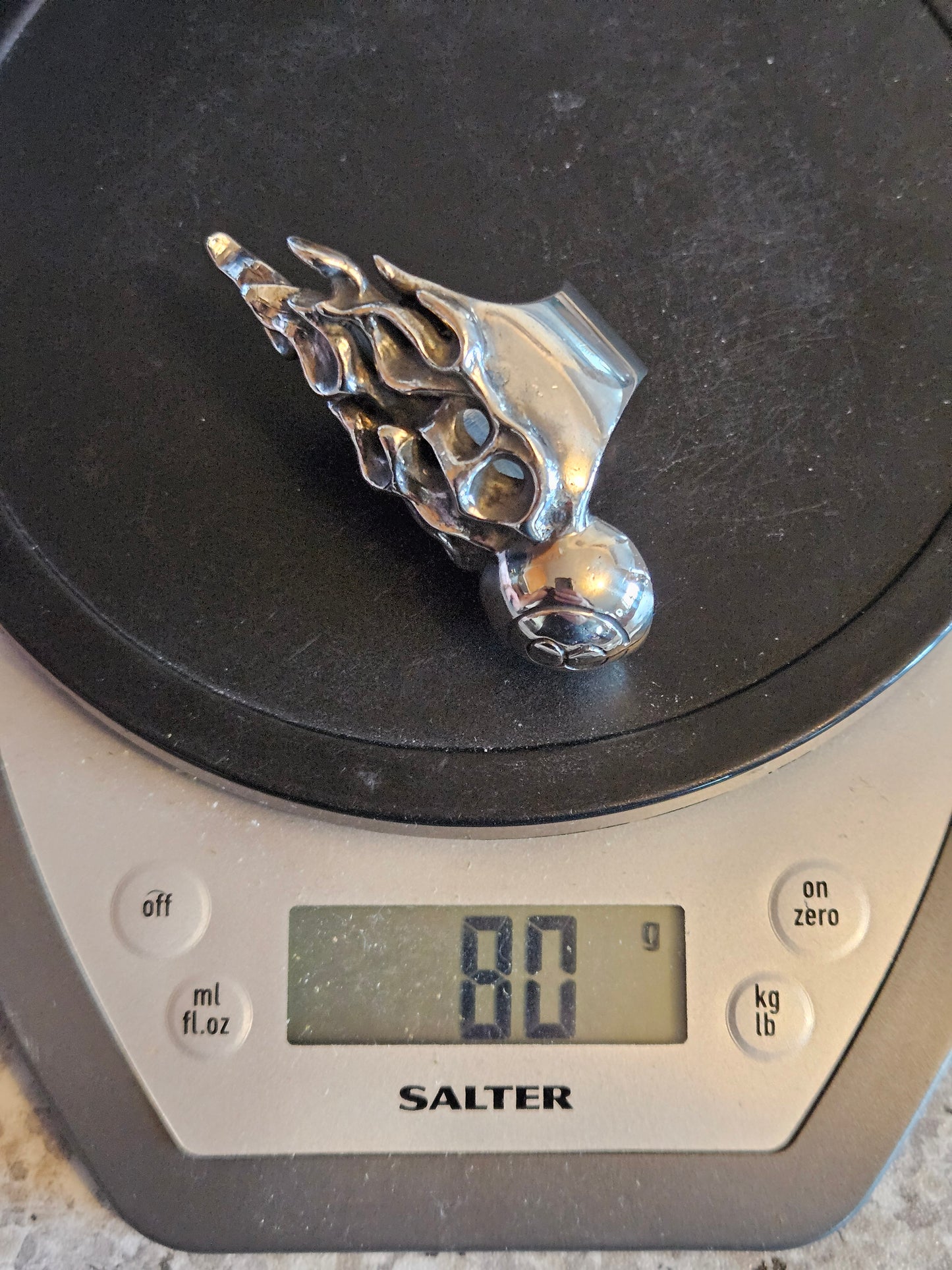 Huge Flaming Eightball Ring - 80 Grams, UK Size W, Wildcat Collection.