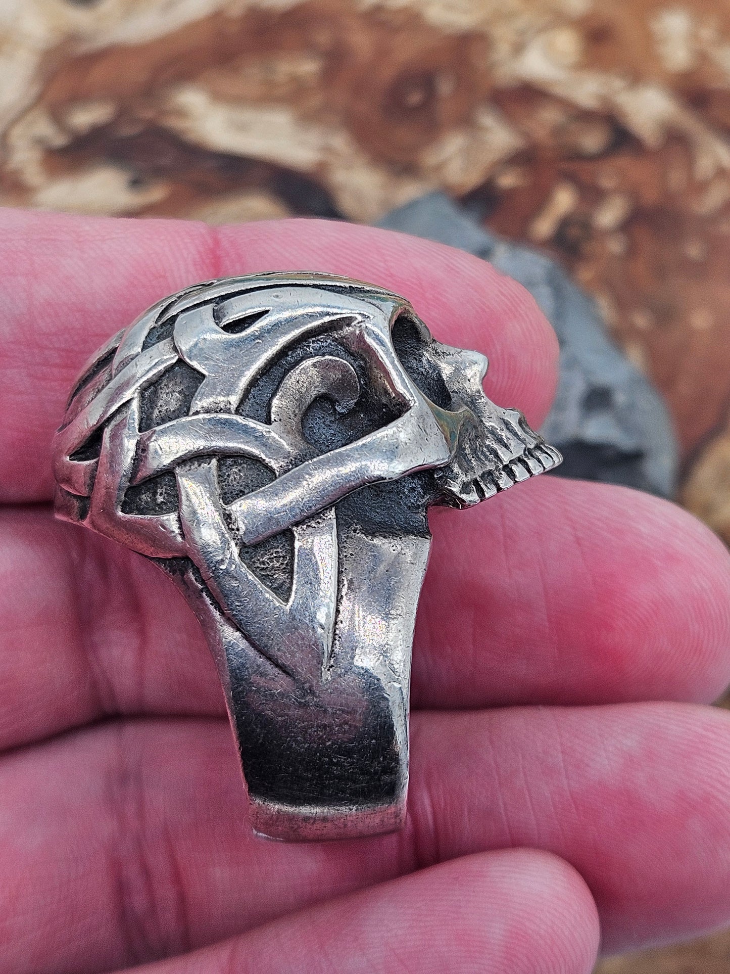 Wildcat Collection - Huge Skull Ring, UK Size Z+1, Solid Silver 925. 58 grams