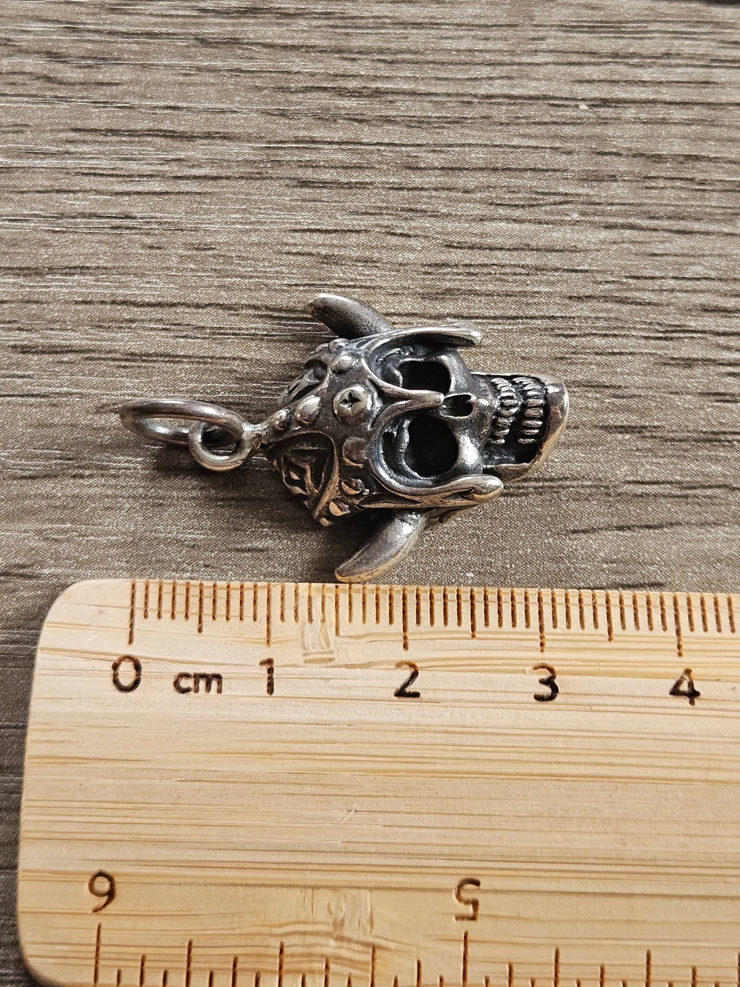 NEW Sterling Silver 925 Viking Skull Pendant.