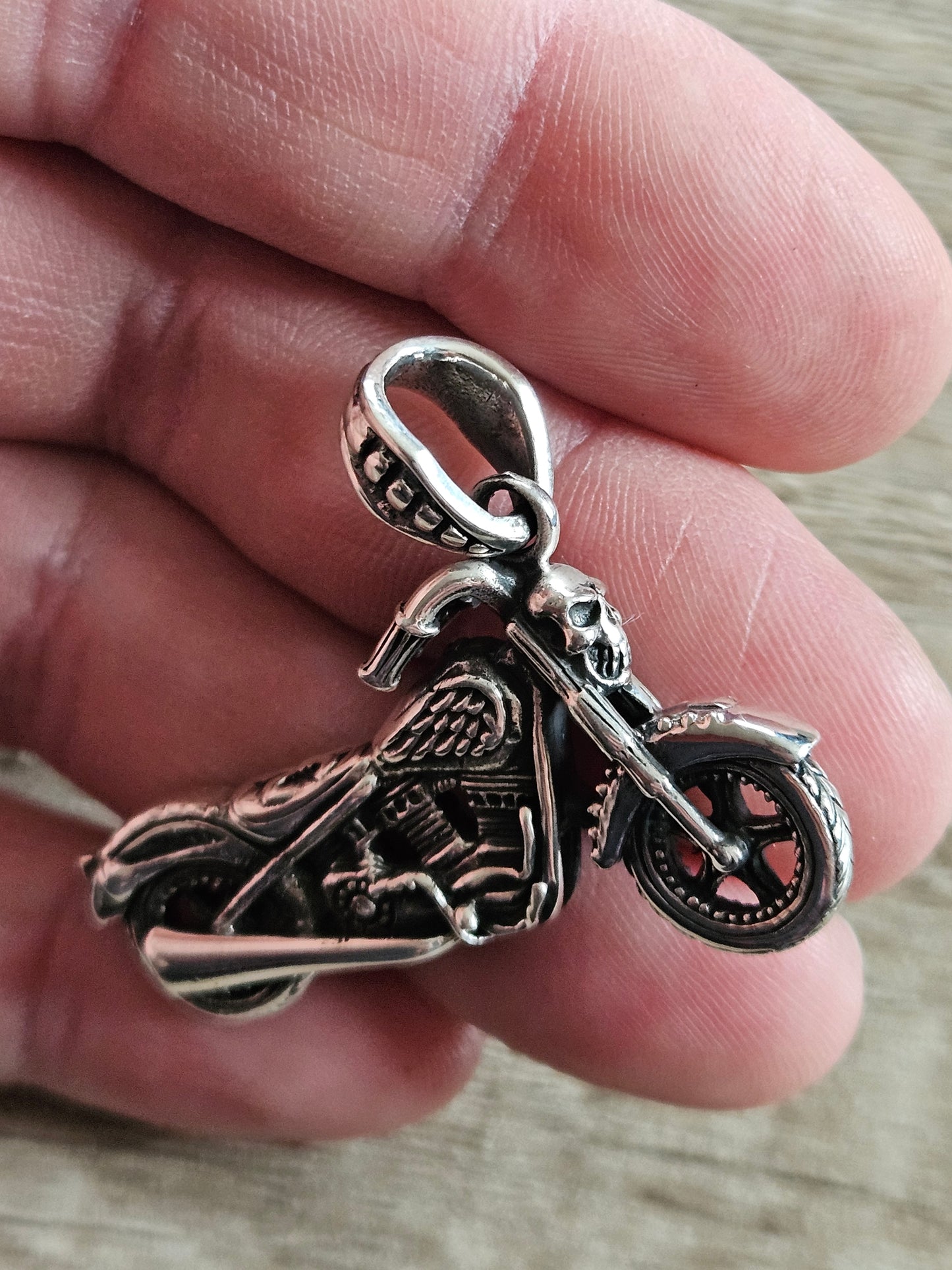 Sterling Silver 925 3D Motorbike Pendant, Brand New Stock! Biker, Motorcycle.