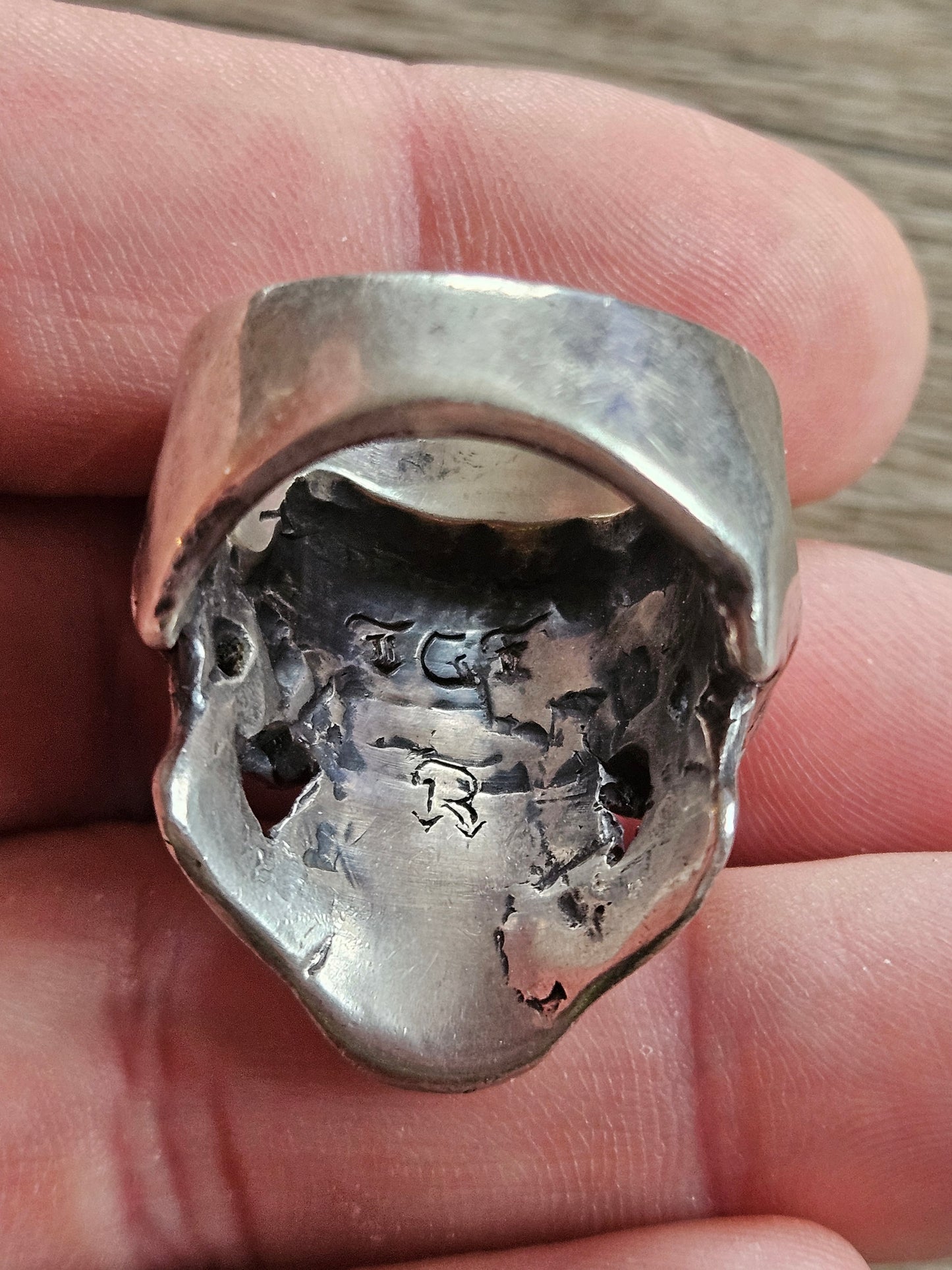 Vintage The Great Frog 925 Silver Skull Ring, UK Size U. Patterson Riley.