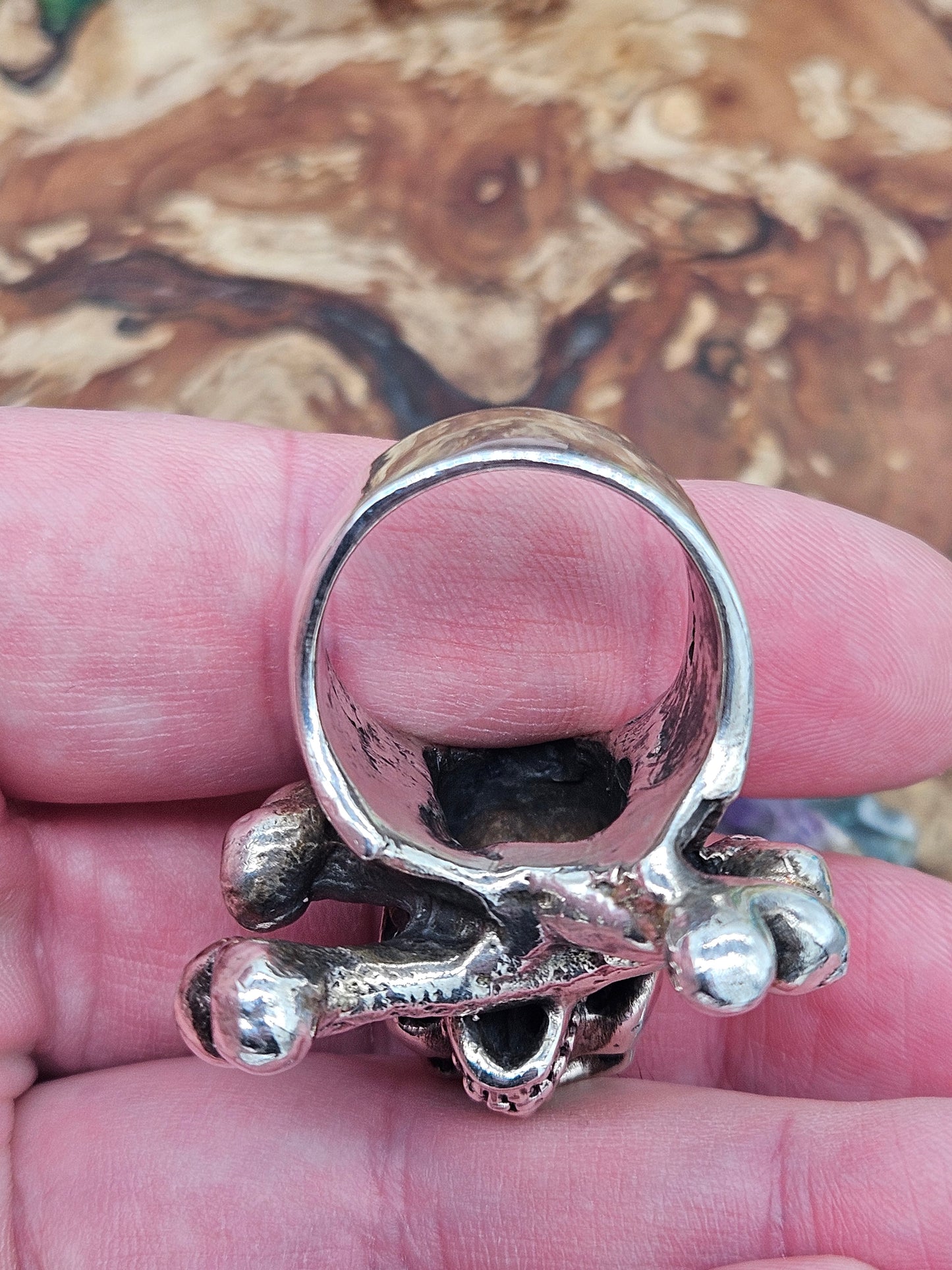 Skull + Crossbones Silver 925 Ring. UK Size Z+1, 71 Grams. Wildcat Collection.