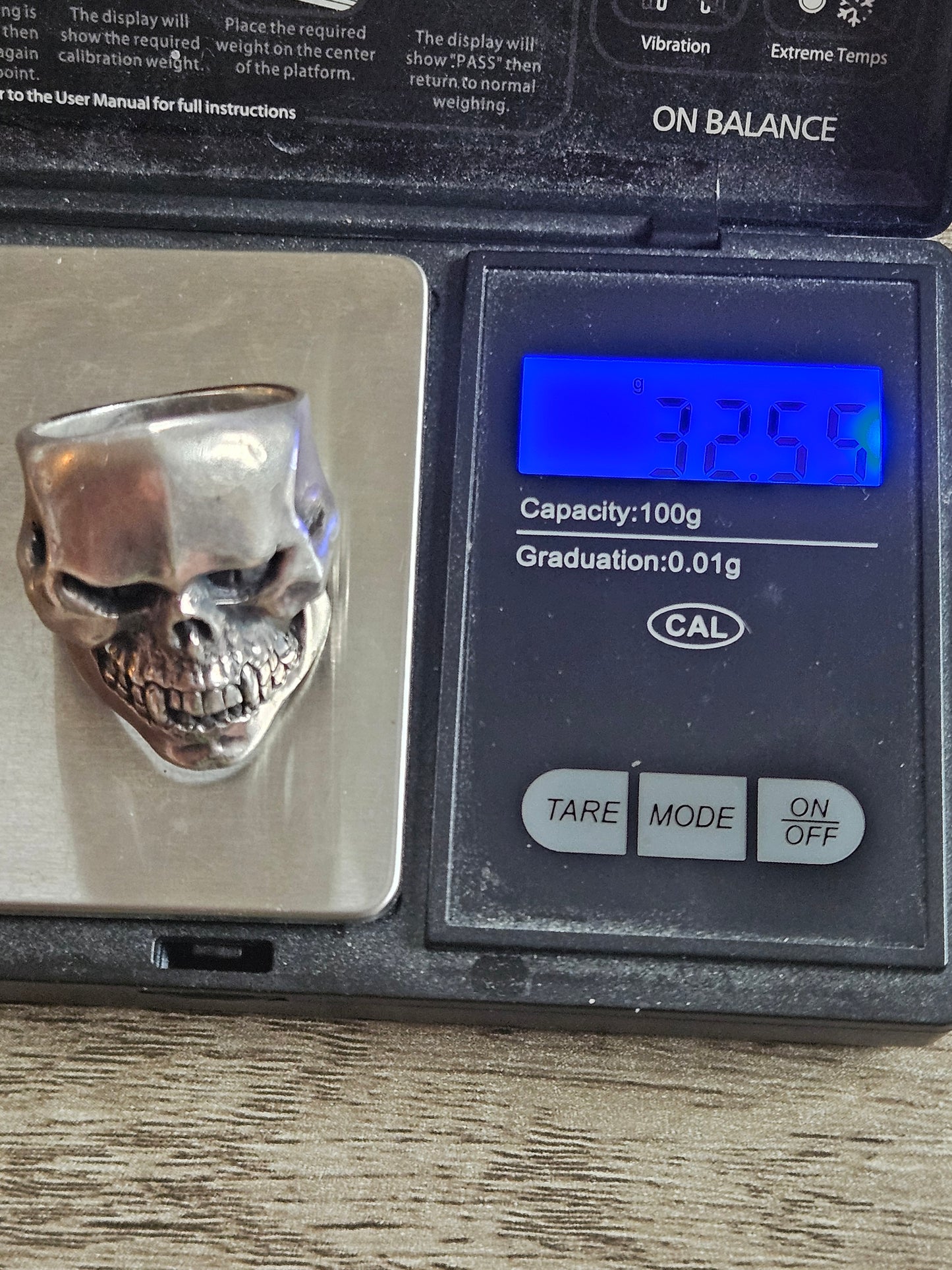 Vintage The Great Frog 925 Silver Skull Ring, UK Size U. Patterson Riley.
