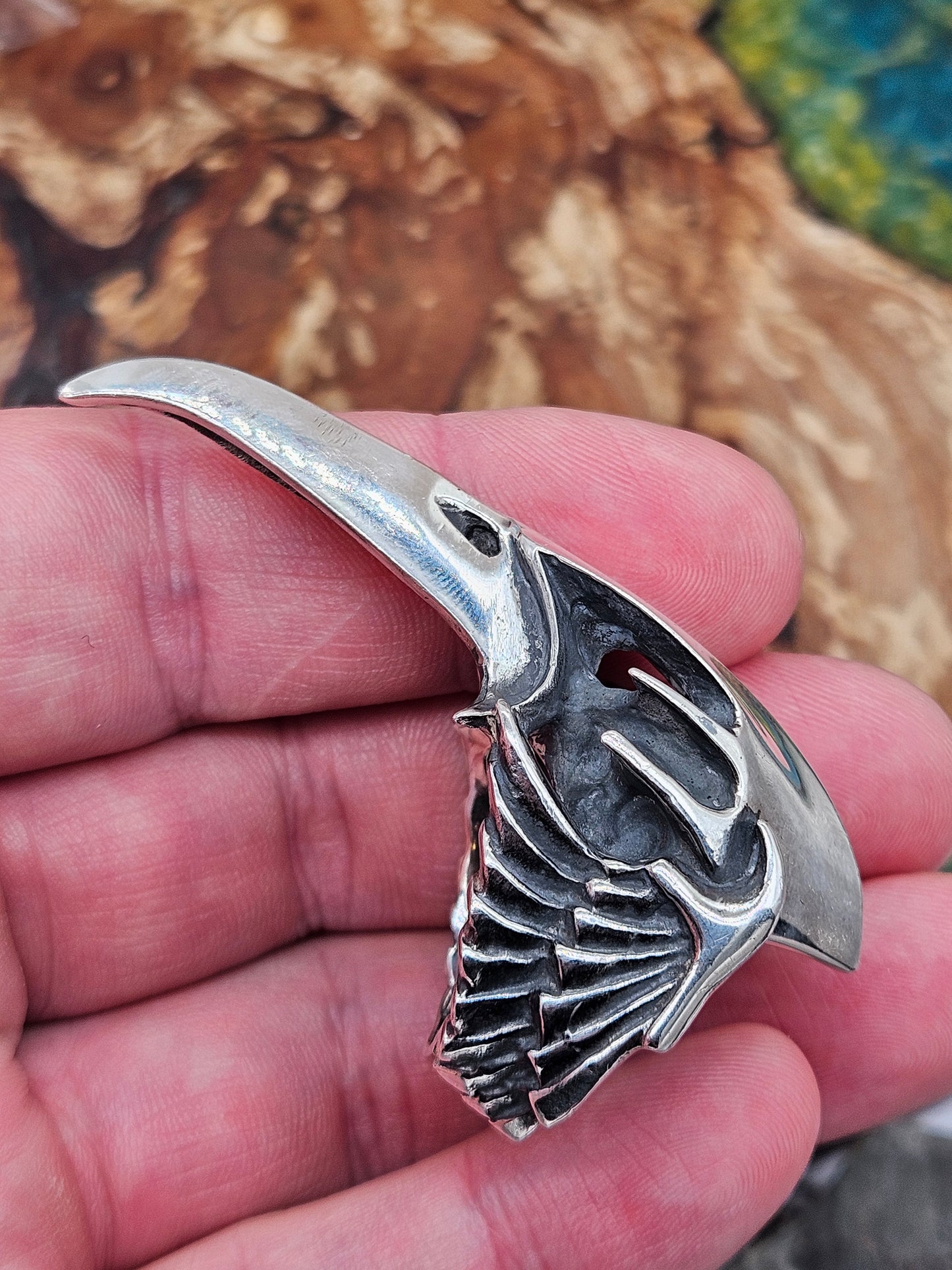 Silver 925 Winged Bird Skull Ring- William Llewellyn Griffiths. Size W