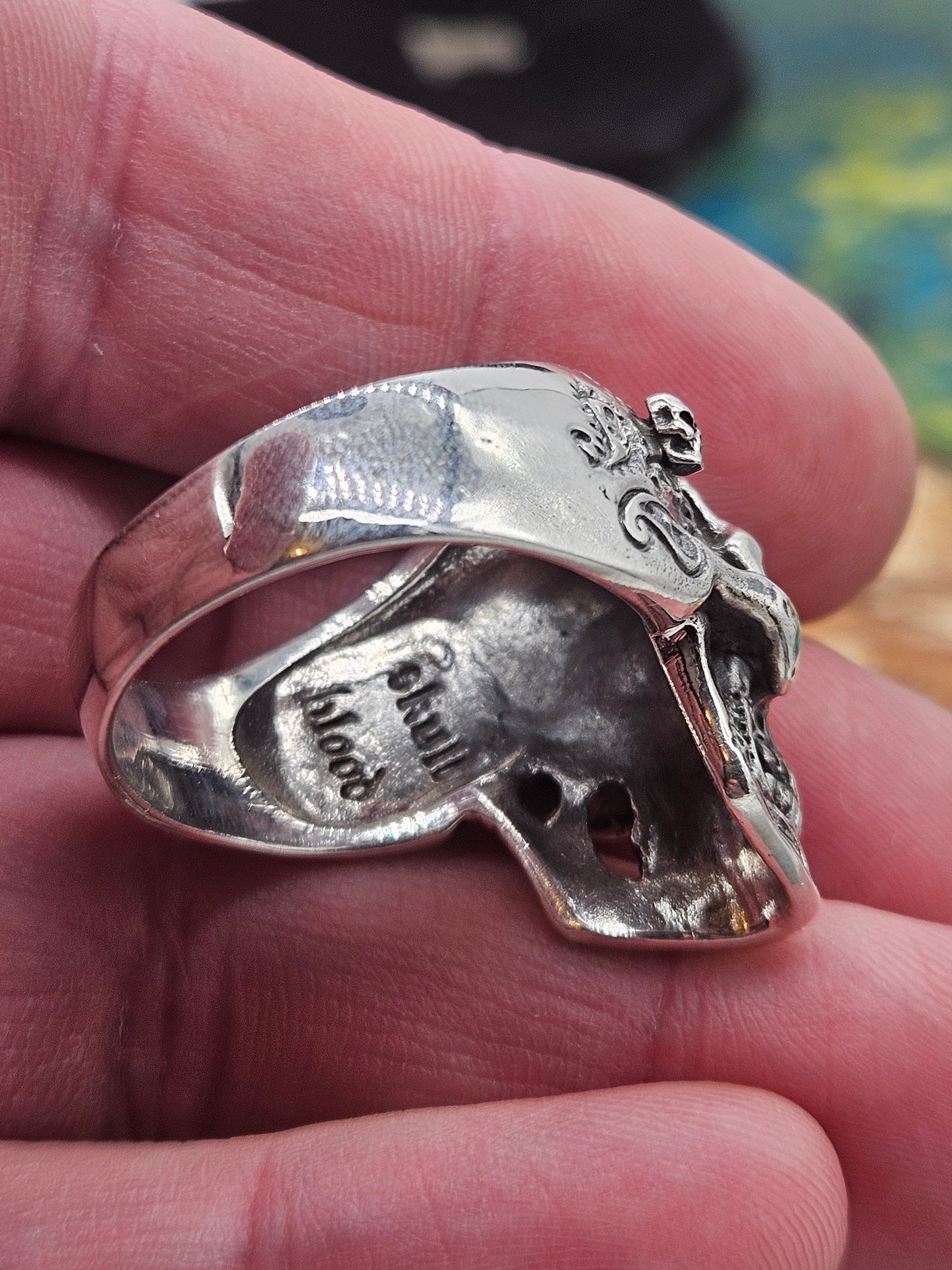 Skull And Cross ring, sterling silver 925. Size Z 2.5, New