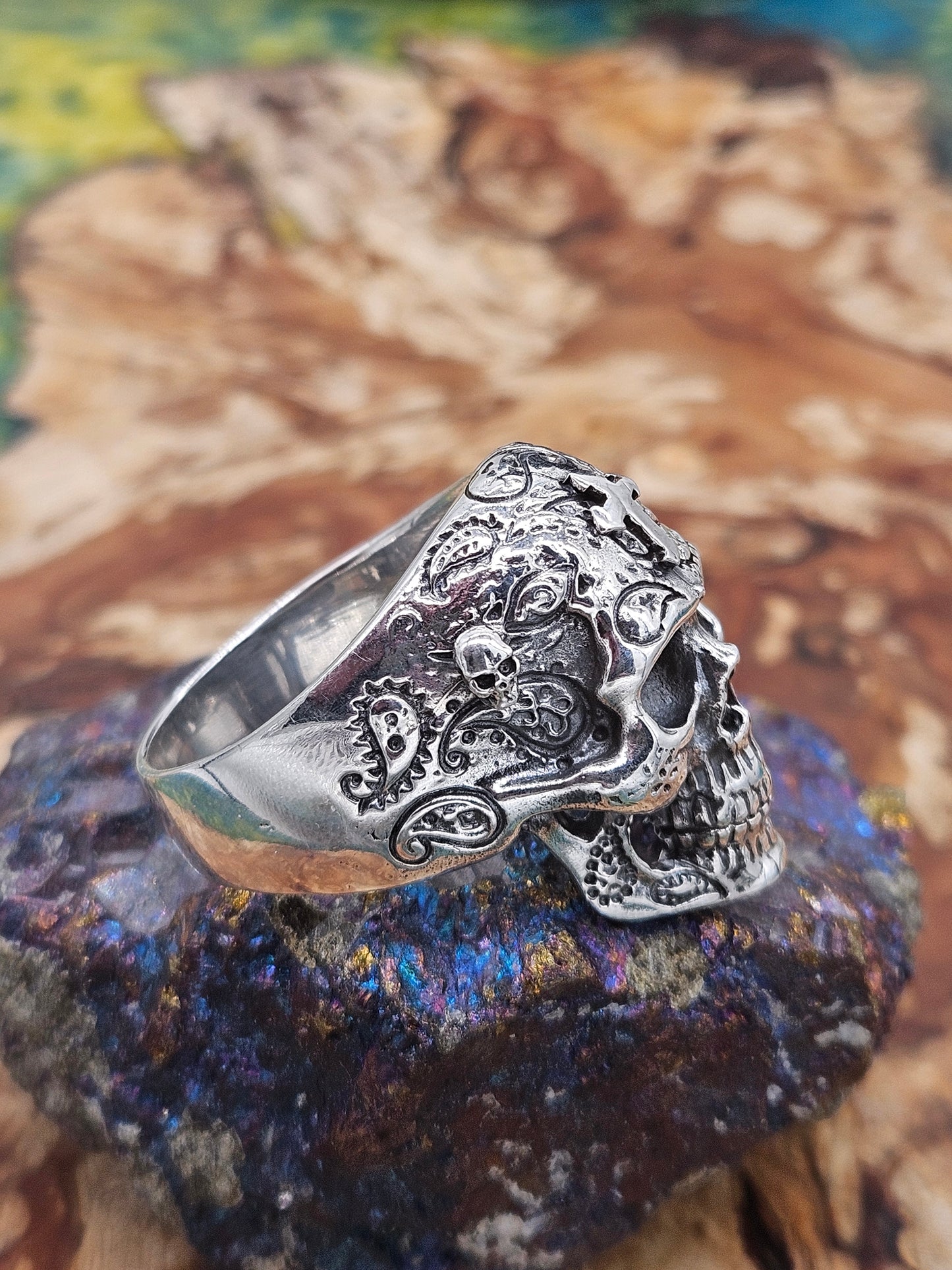 Skull And Cross ring, sterling silver 925. Size Z 2.5, New