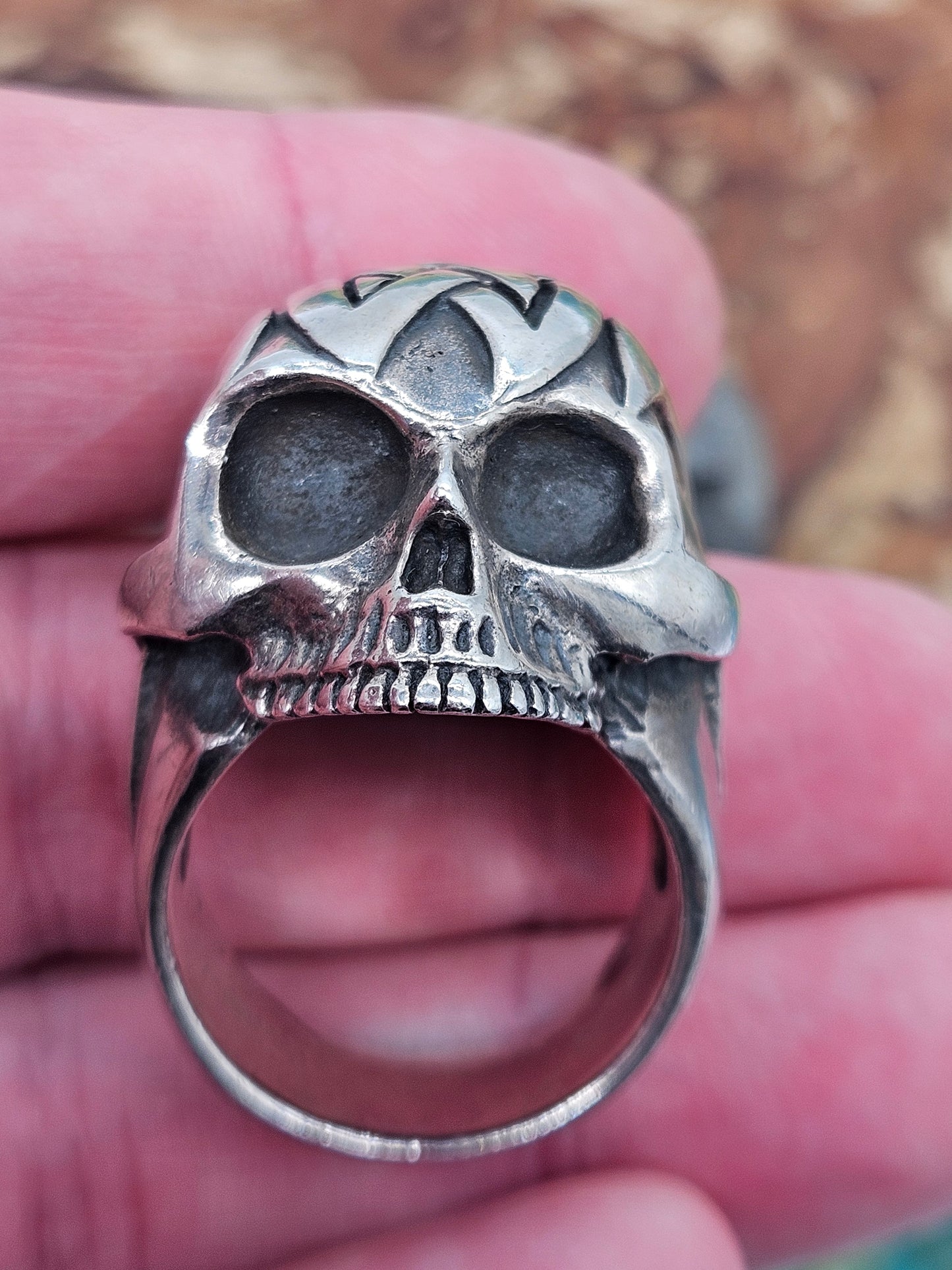 Wildcat Collection - Huge Skull Ring, UK Size Z+1, Solid Silver 925. 58 grams