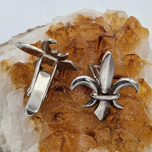 Pair of Sterling Silver 925 Fleur De Lis Cufflinks - NEW